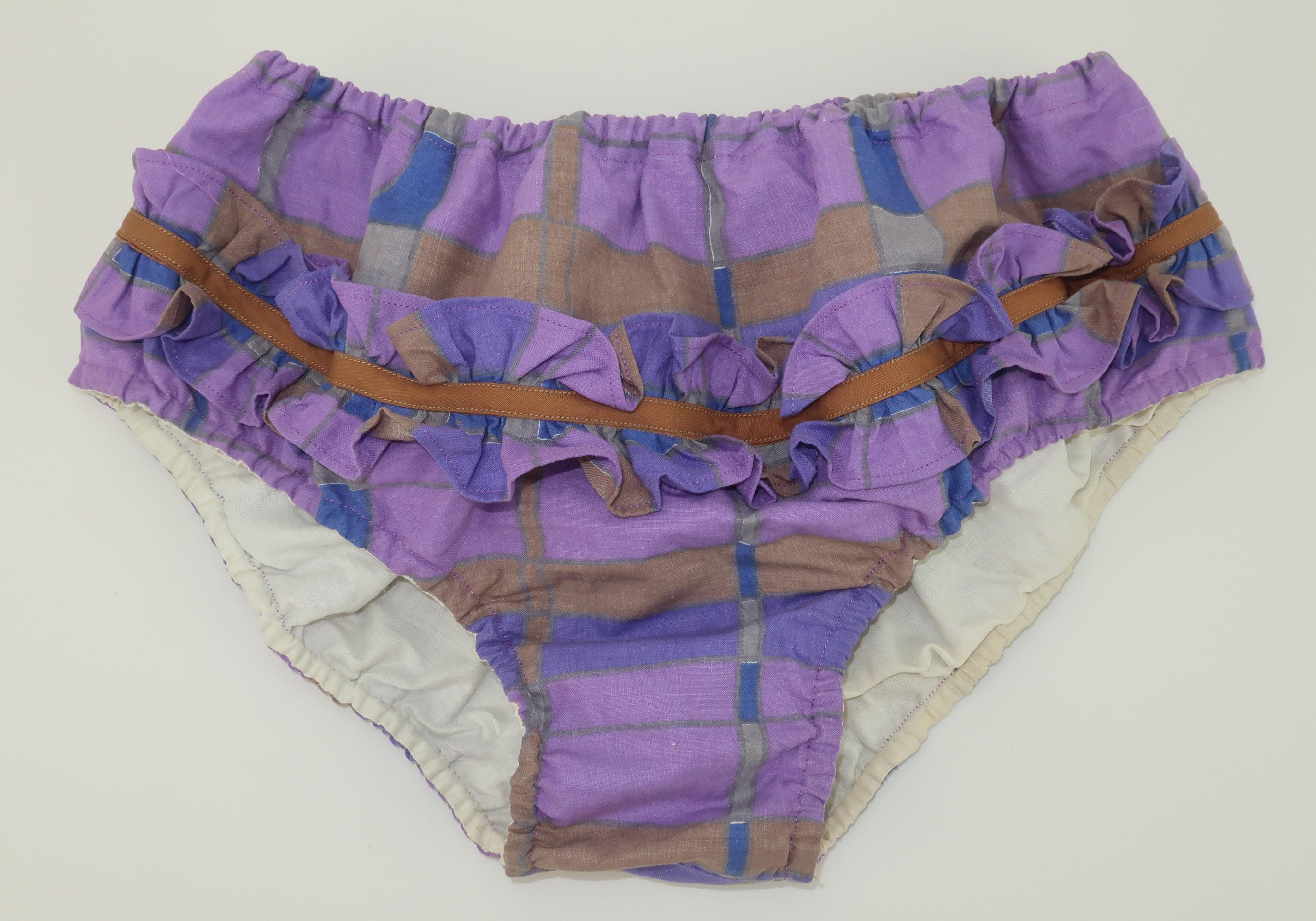 Cotton Plaid Ruffled Bikini Bathing Suit, 1960's 5