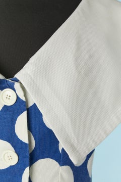 Cotton Polka-dots cocktail dress with wide collar Victor Costa for Saks Fifth Av