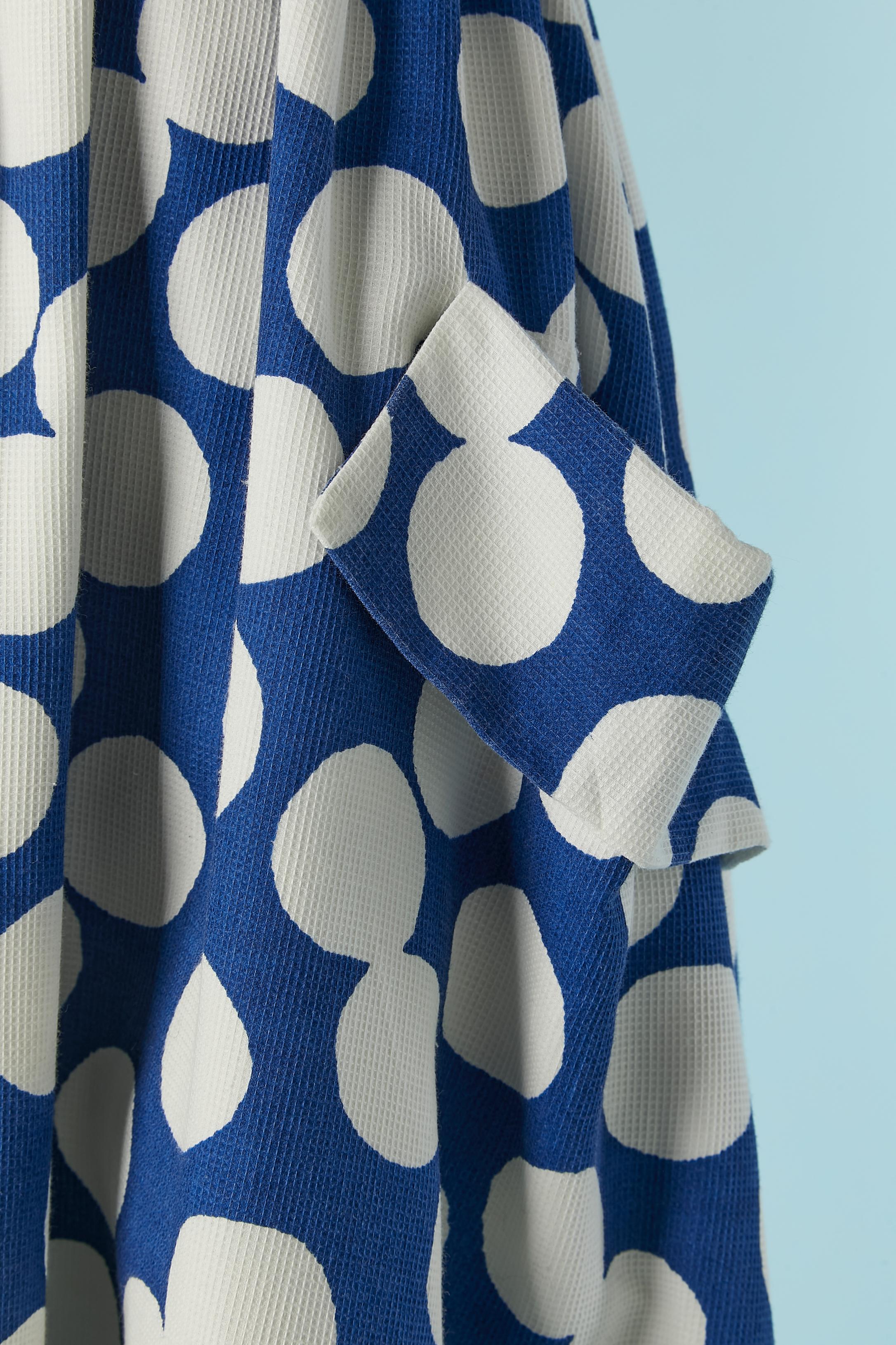 Cotton Polka-dots cocktail dress with wide collar Victor Costa for Saks Fifth Av In Excellent Condition For Sale In Saint-Ouen-Sur-Seine, FR