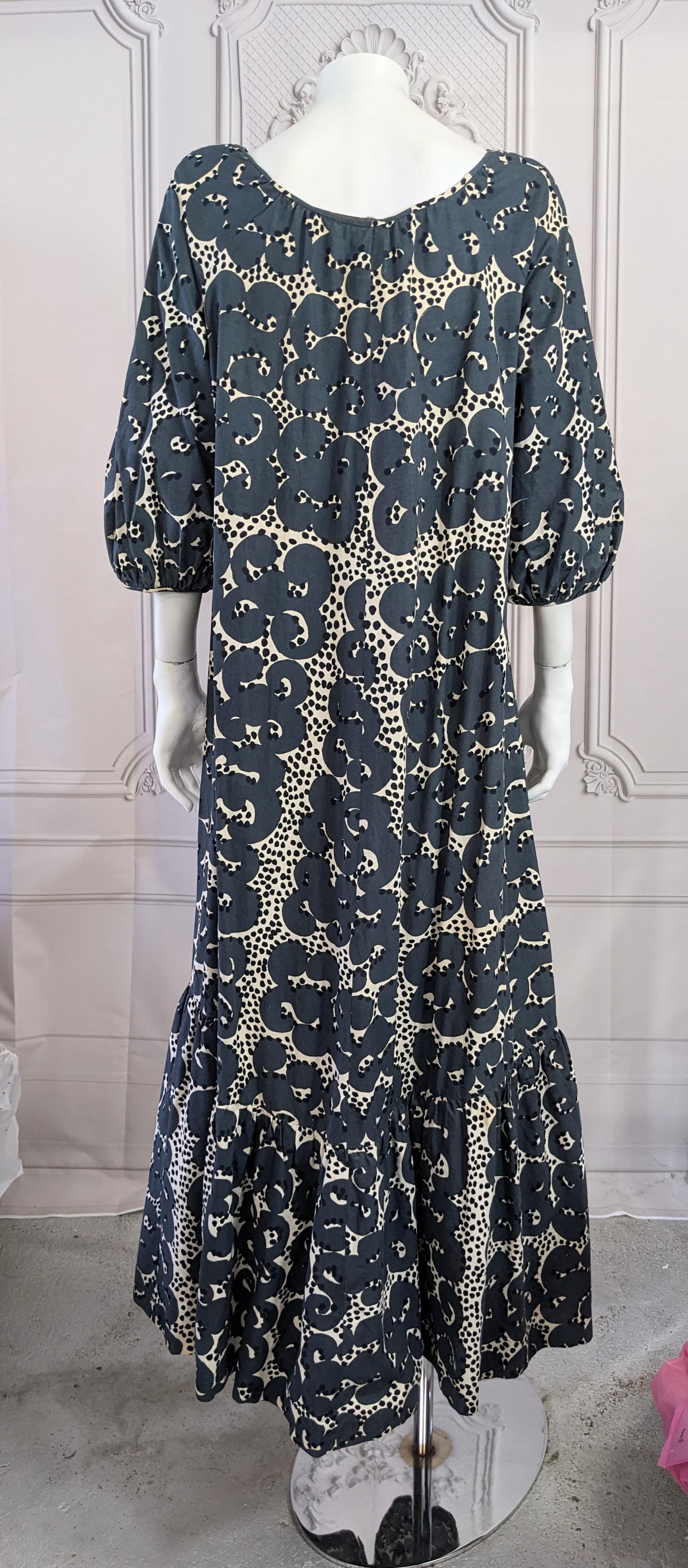 Cotton Poplin Marimekko Maxi Ruffle Dress For Sale 1
