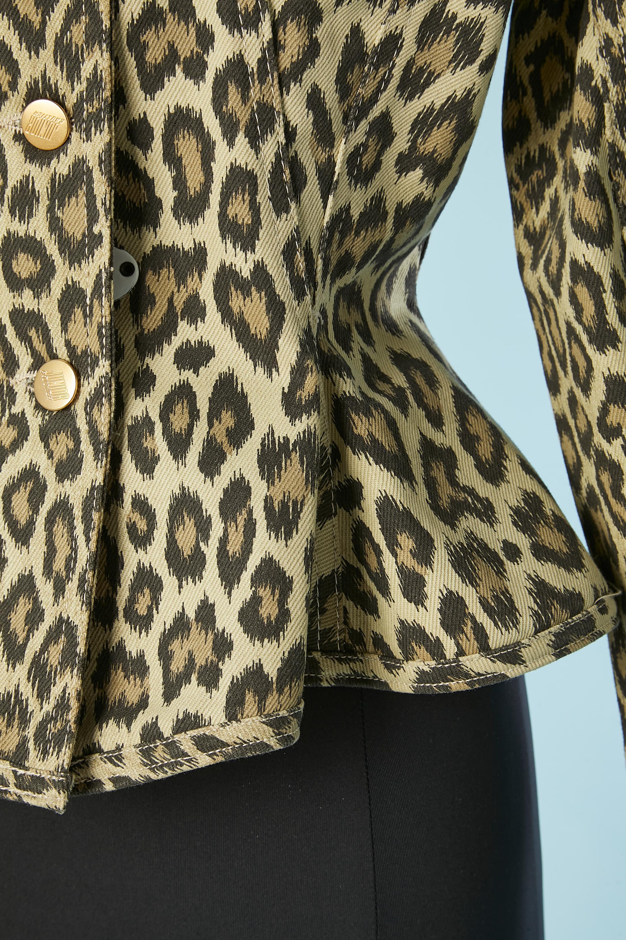Cotton printed jacket with leopard print Gaultier Junior Circa 1990 In Excellent Condition For Sale In Saint-Ouen-Sur-Seine, FR
