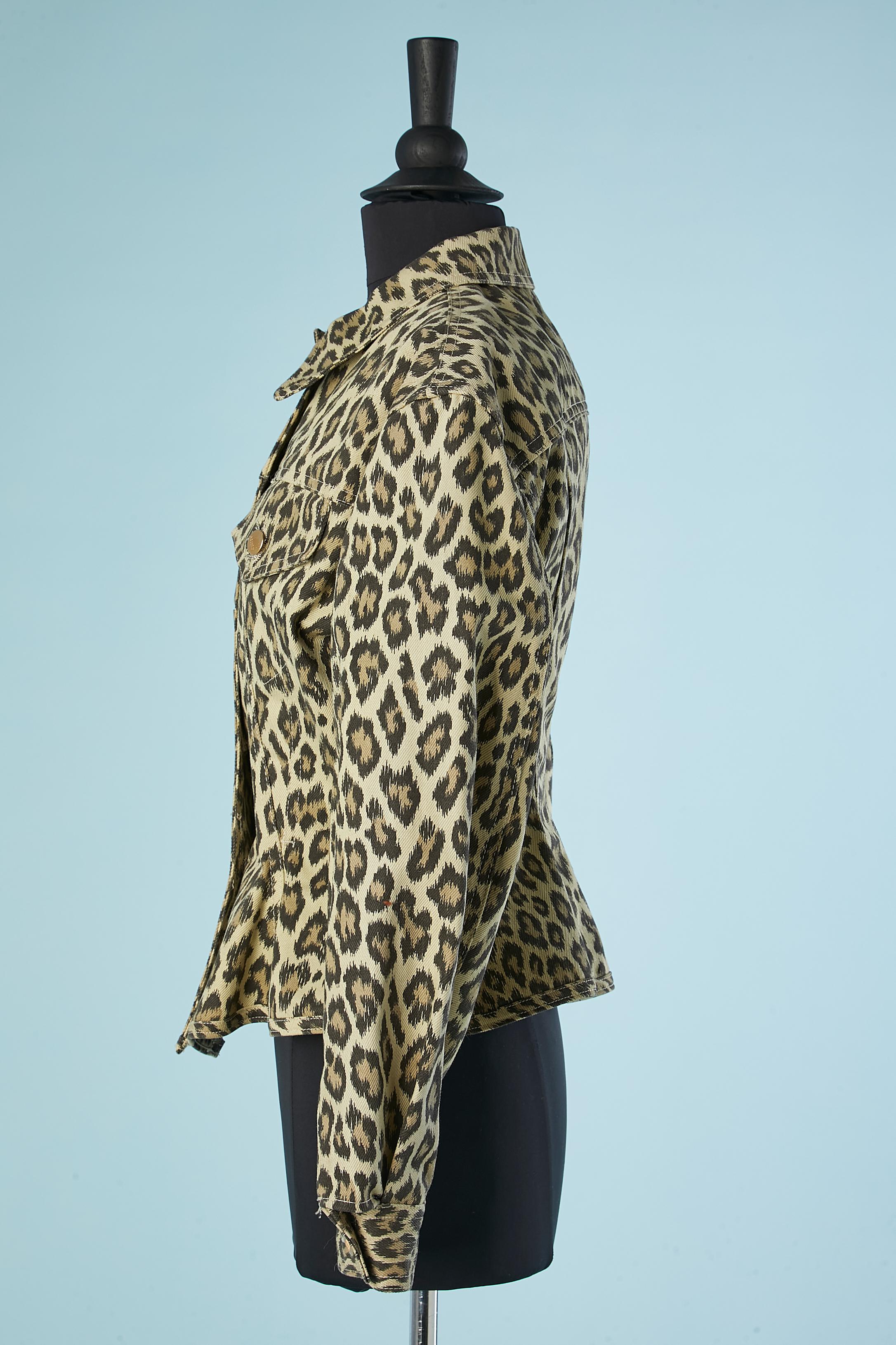 Women's or Men's Cotton printed jacket with leopard print Gaultier Junior Circa 1990 For Sale