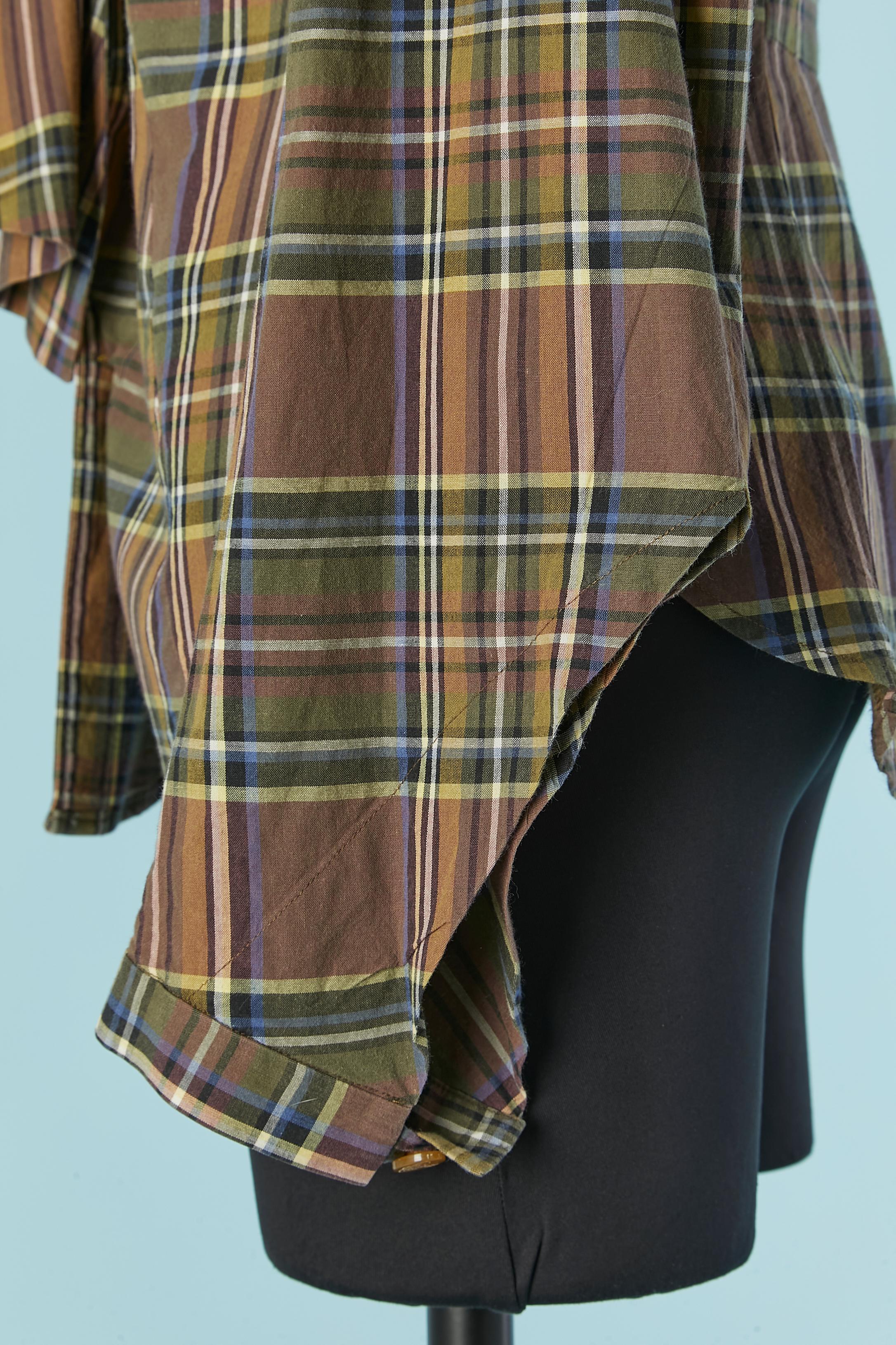 Cotton shirt with check pattern and ruffles jabot Vivienne Westwood Red Label In Excellent Condition For Sale In Saint-Ouen-Sur-Seine, FR