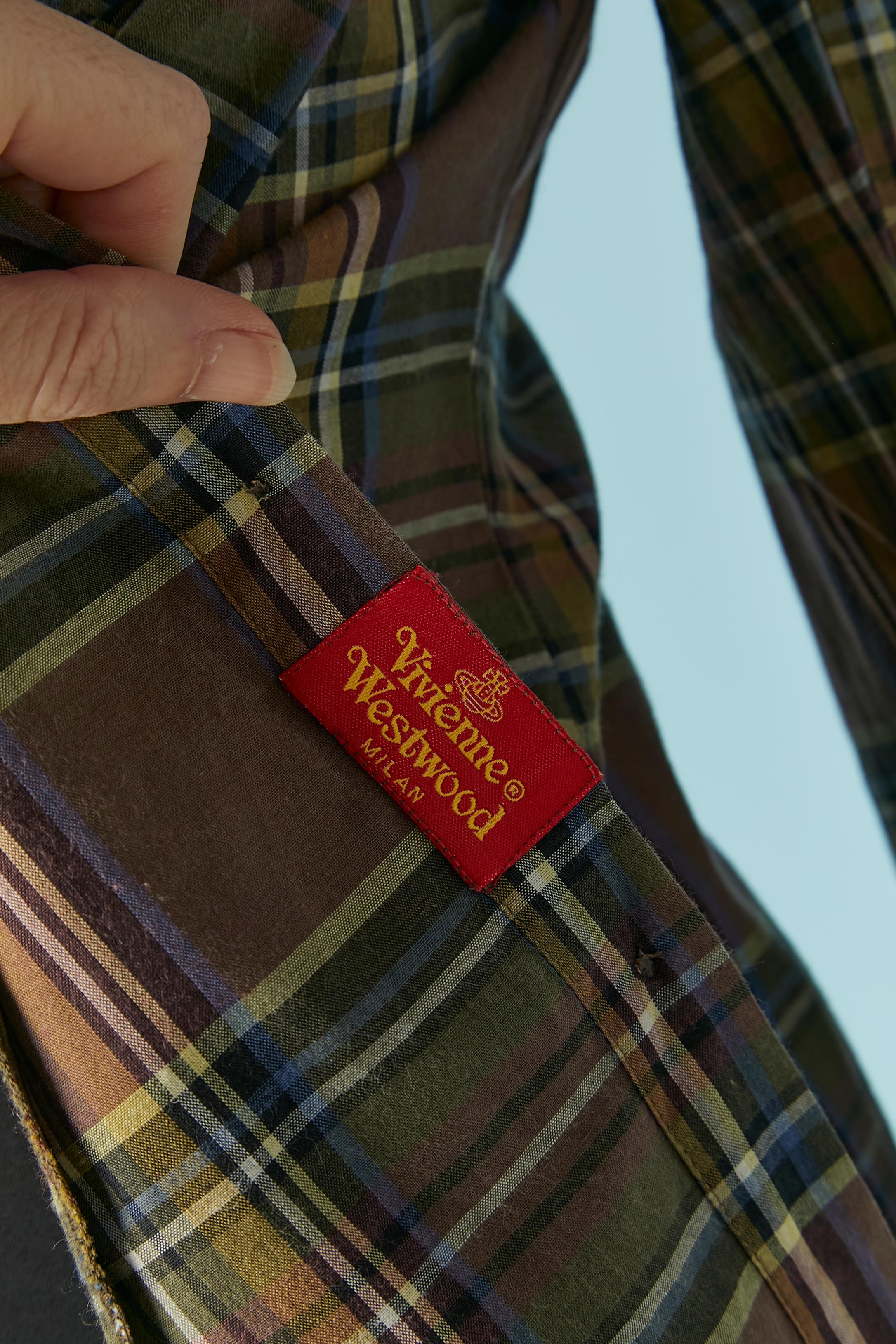 Cotton shirt with check pattern and ruffles jabot Vivienne Westwood Red Label For Sale 1