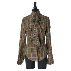 Camisa de algodón con estampado de cuadros y volantes jabot Vivienne Westwood Red Label
