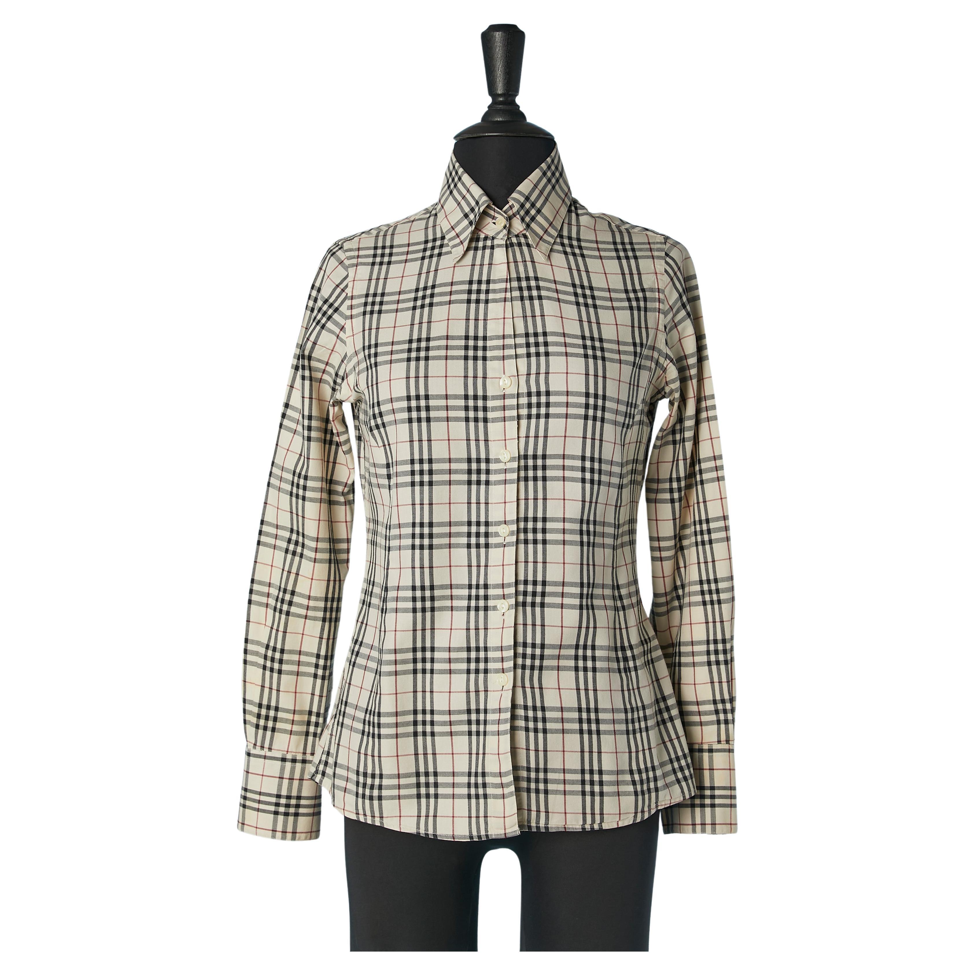 Camisa de algodon con estampado de cuadros Burberry