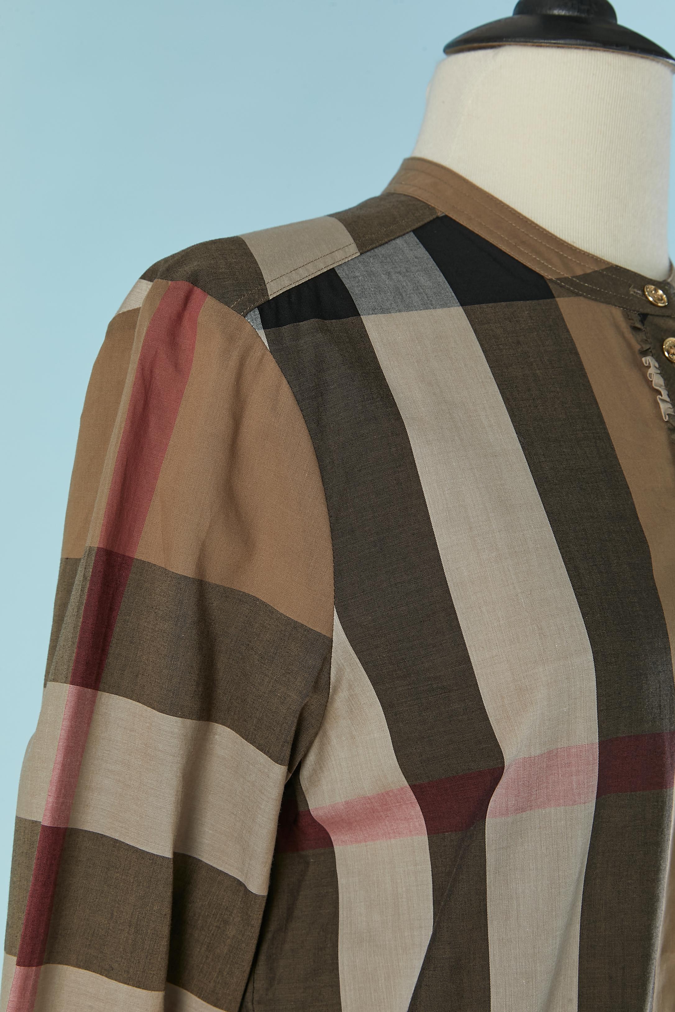 Cotton shirt with jabot and check pattern BURBERRY In Excellent Condition For Sale In Saint-Ouen-Sur-Seine, FR