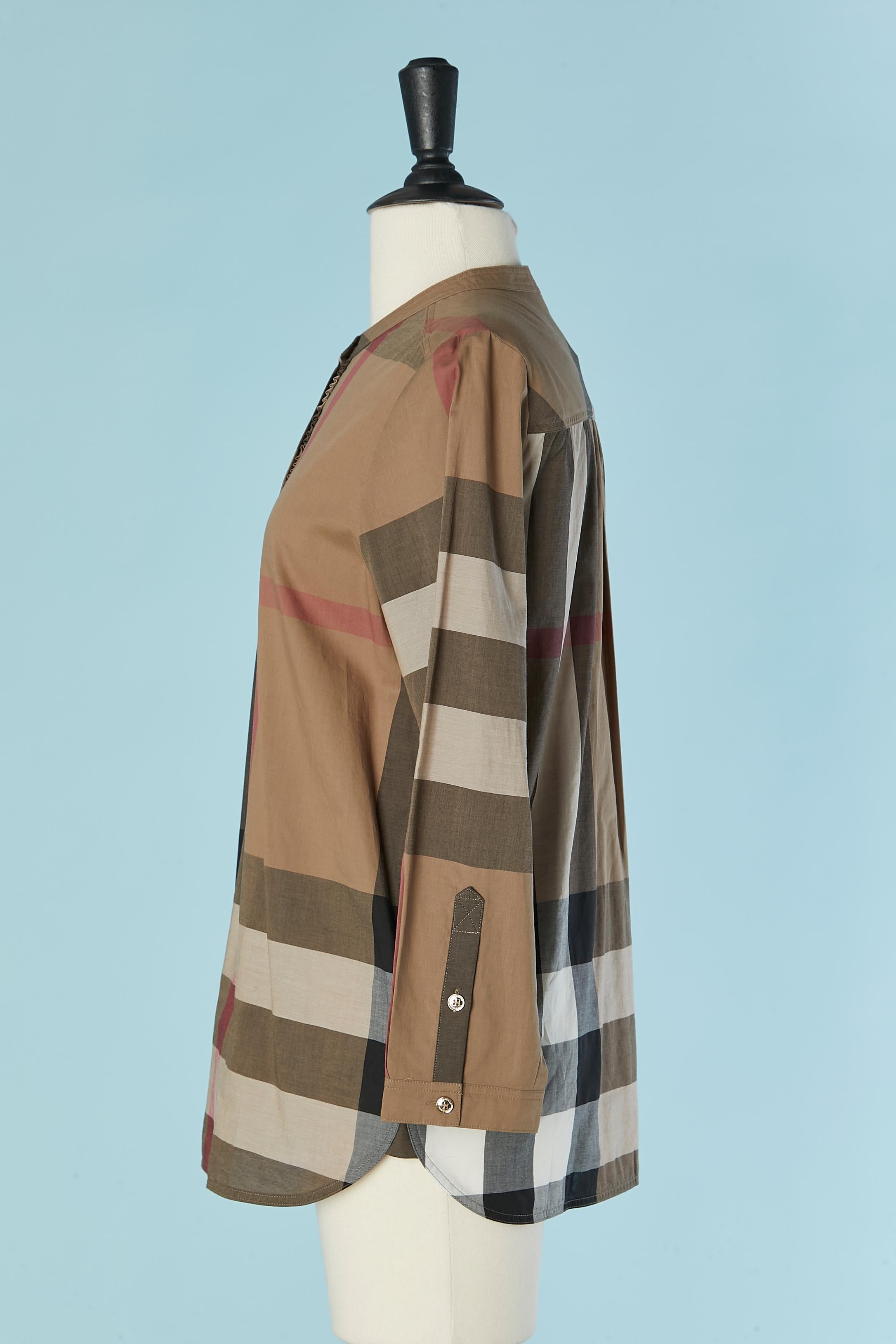 Women's Cotton shirt with jabot and check pattern BURBERRY For Sale