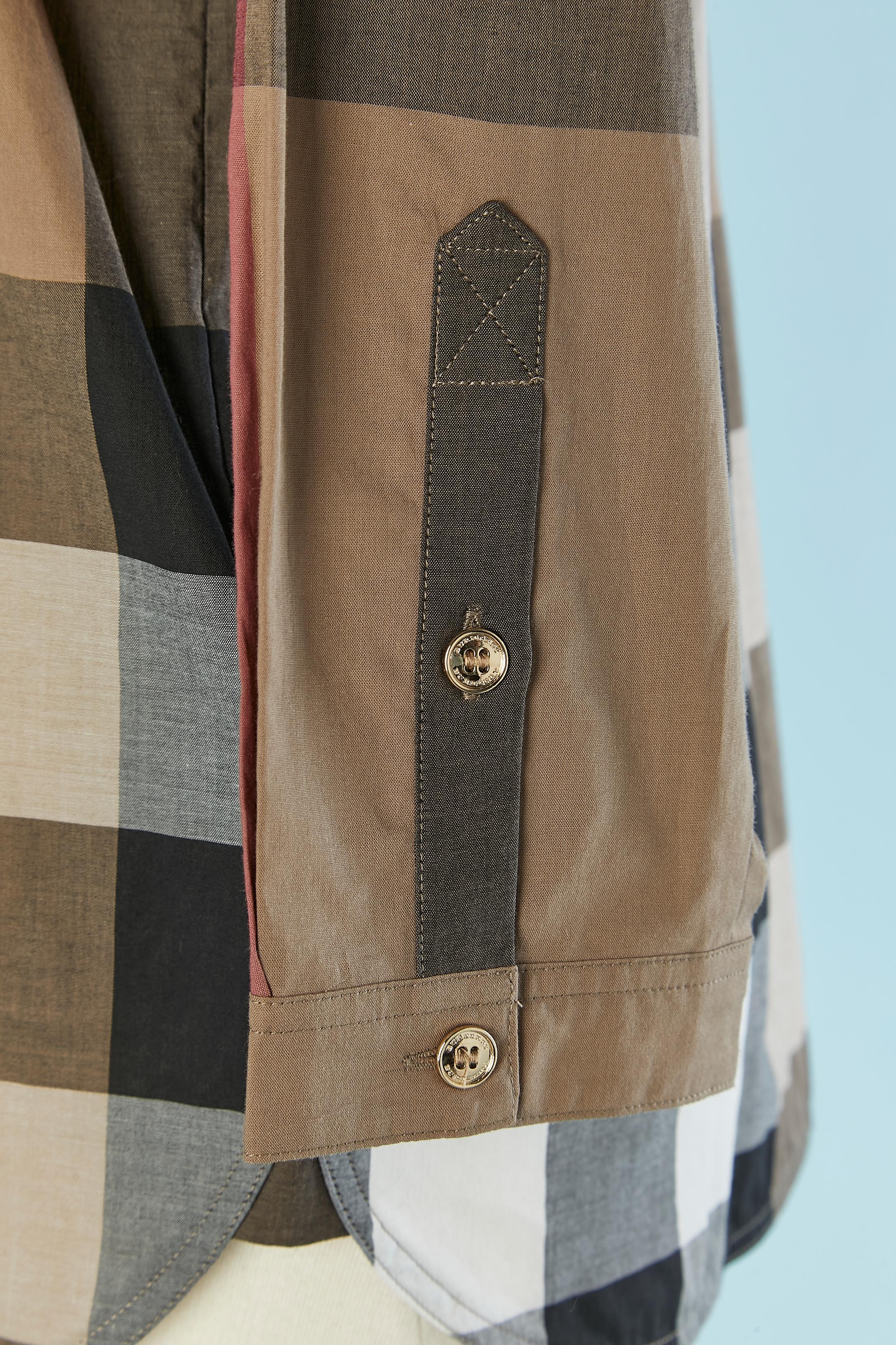Cotton shirt with jabot and check pattern BURBERRY For Sale 1
