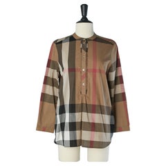 Chemise en coton à jabot et à carreaux BURBERRY