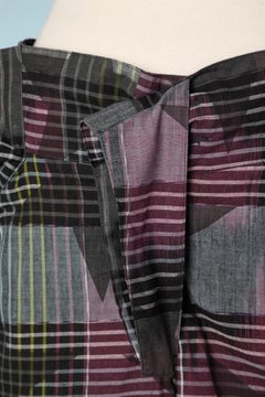 Cotton short with check pattern and striped fabric belt Vivienne Westwood