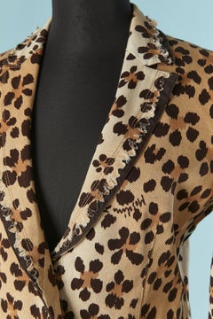 Cotton single breasted jacket with leopard print on MOSCHINO JEANS