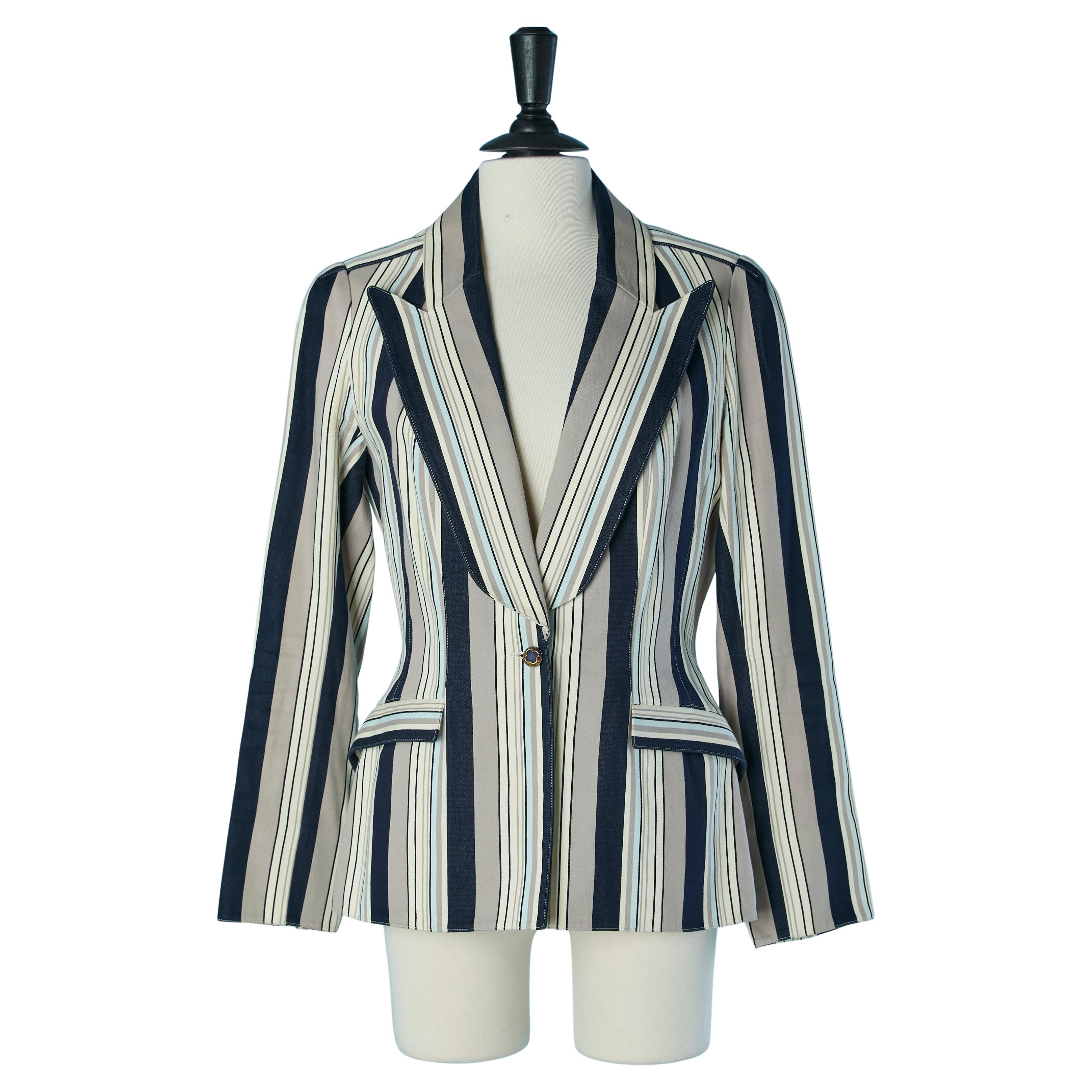 Cotton single-breasted jacket with striped pattern THIERRY MUGLER COUTURE