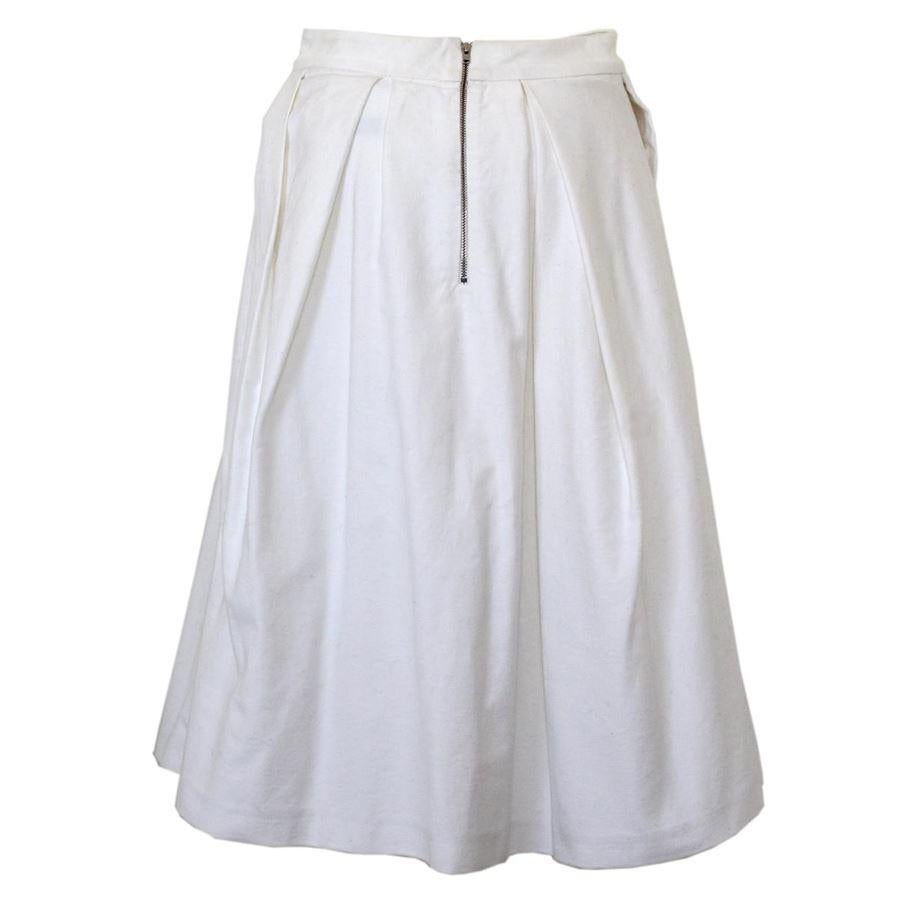 Trapeze style Striped cotton White color 70 cm length (27.5 inches) Size 38 french italian 42
