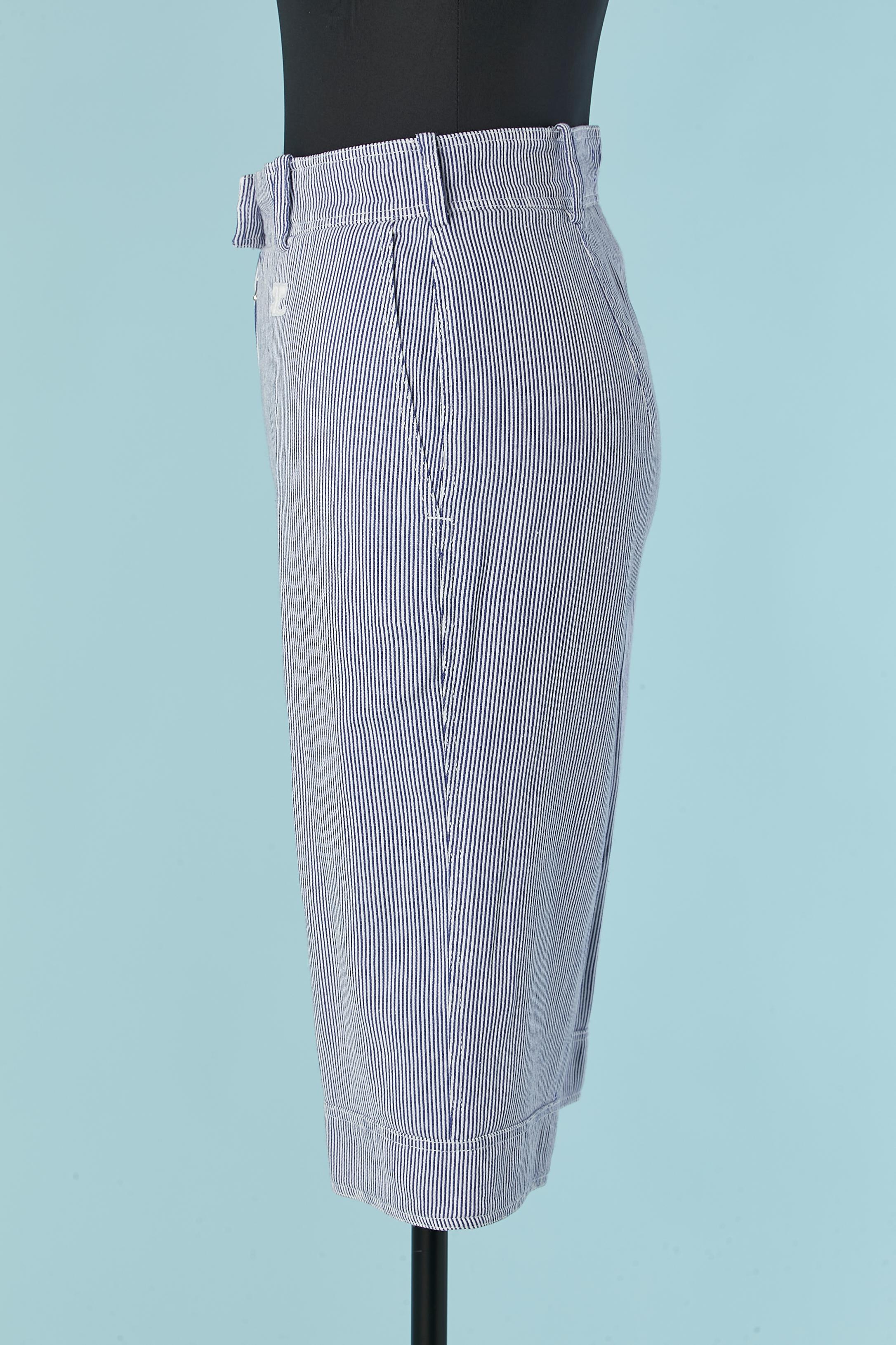 Gray Cotton stripe bermuda COURREGES For Sale