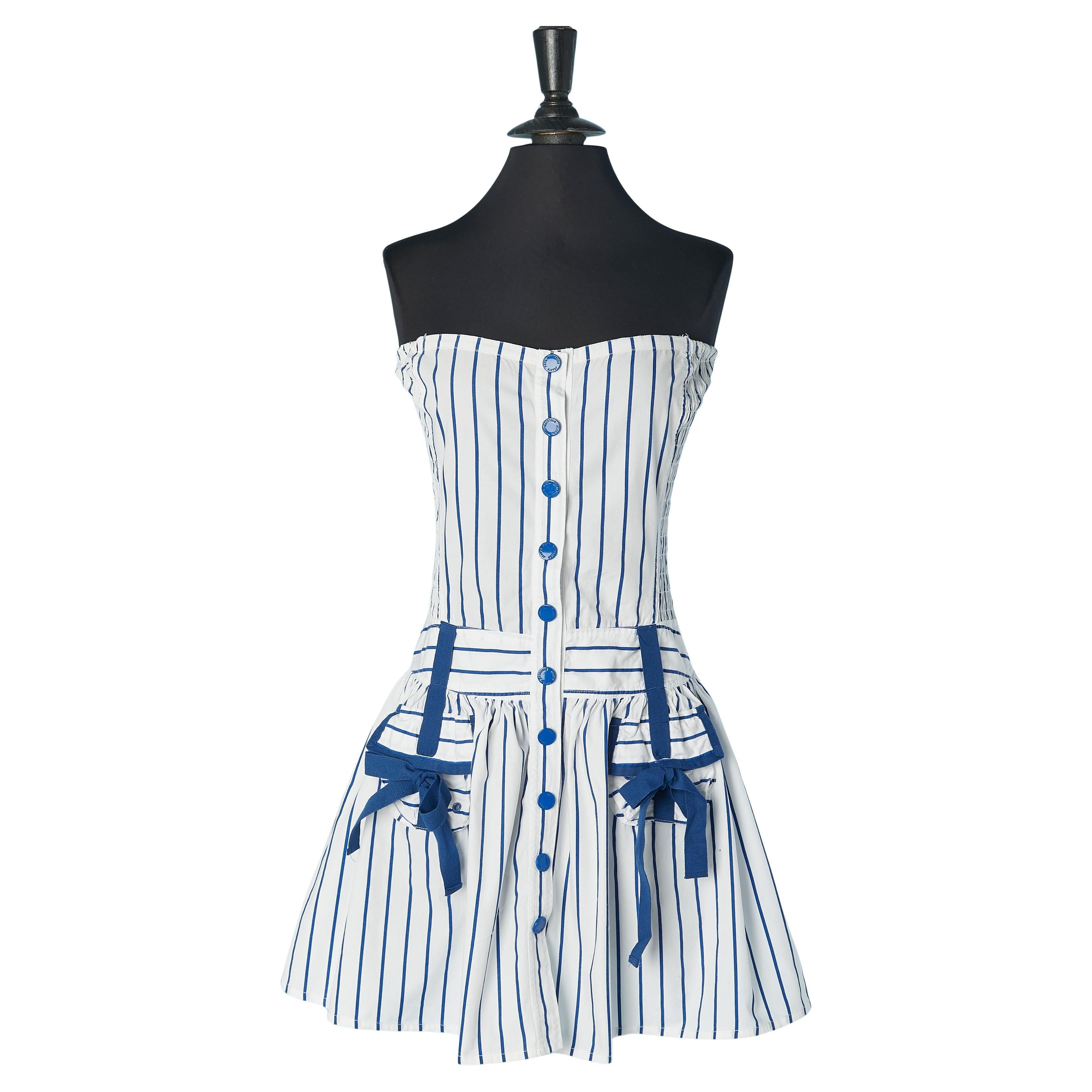 Cotton striped bustier dress JEAN-PAUL GAULTIER JEANS For Sale