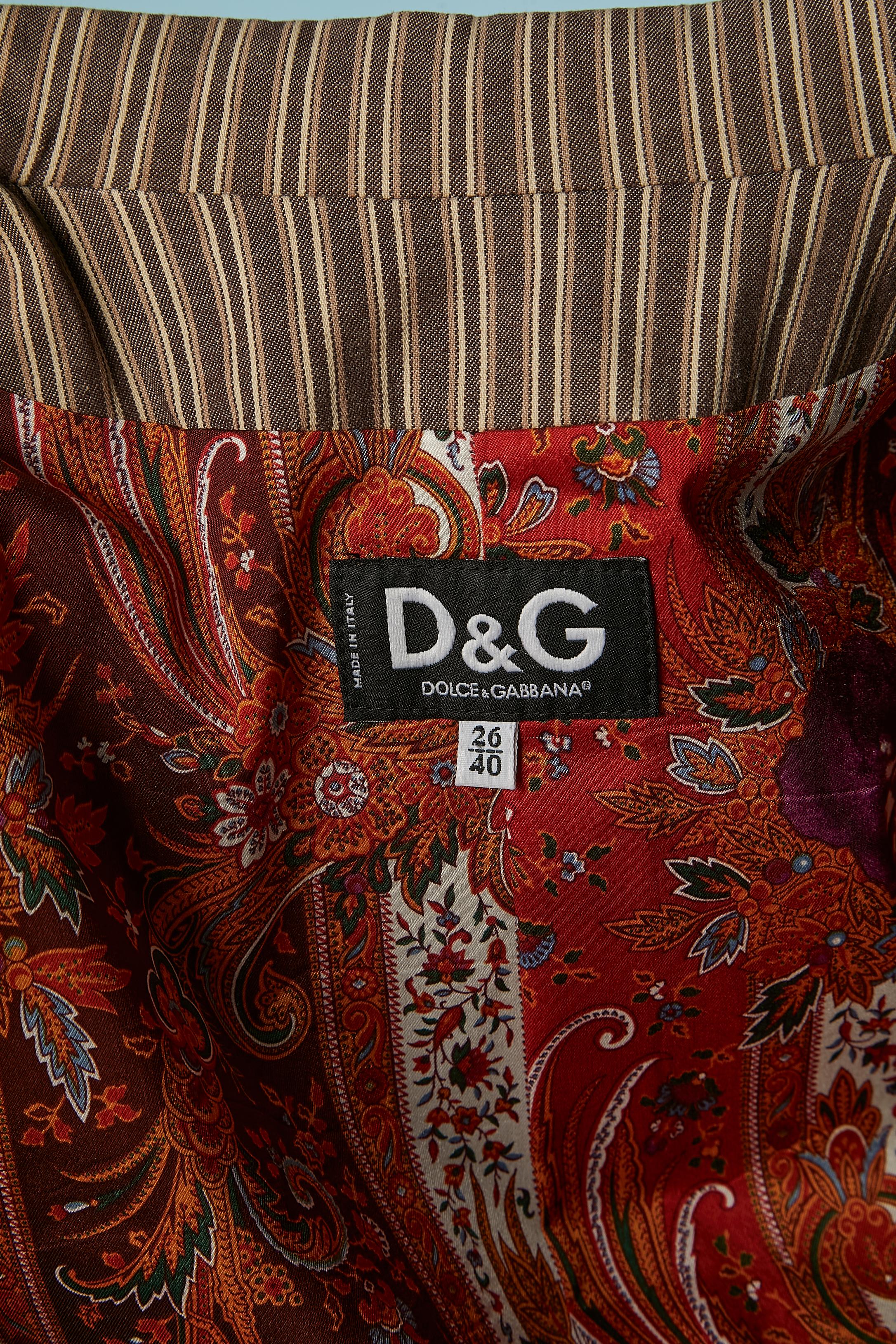 Veste à simple boutonnage en coton rayée D&G de Dolce & Gabbana  en vente 2