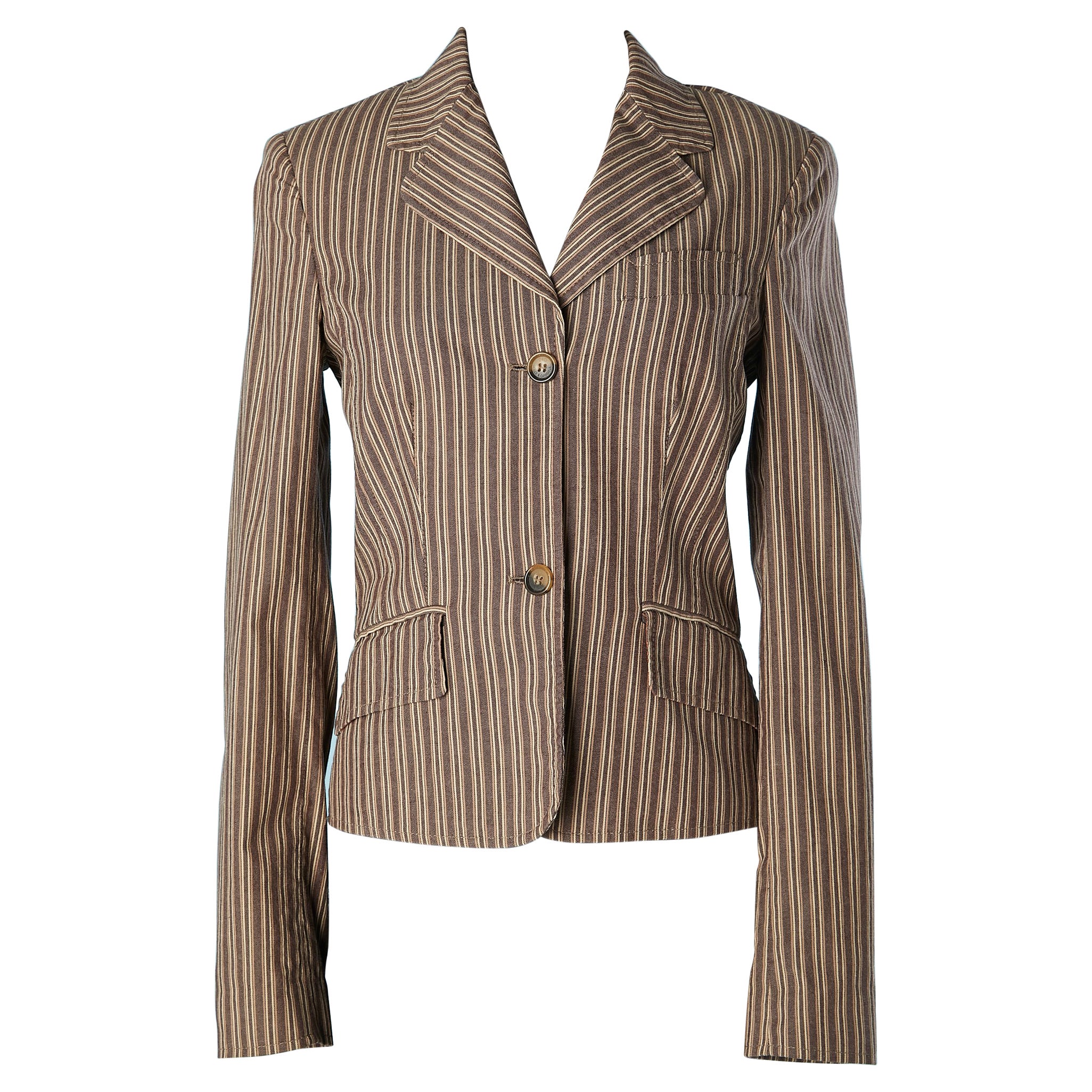 Veste à simple boutonnage en coton rayée D&G de Dolce & Gabbana