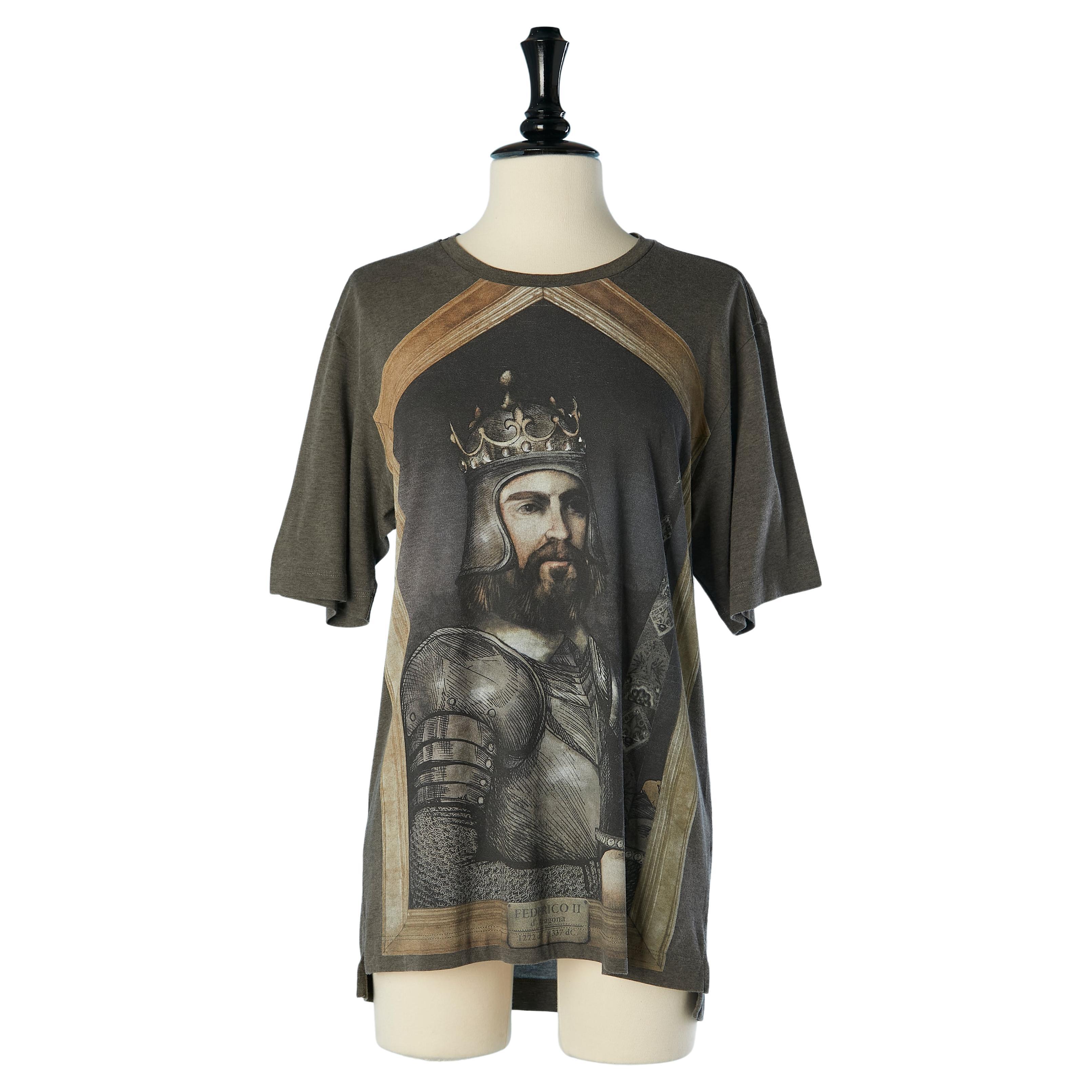 Cotton tee-shirt with Frederico II print Dolce & Gabbana MEN  For Sale