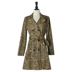 Cotton trench-coat with animal print Circa 1960's