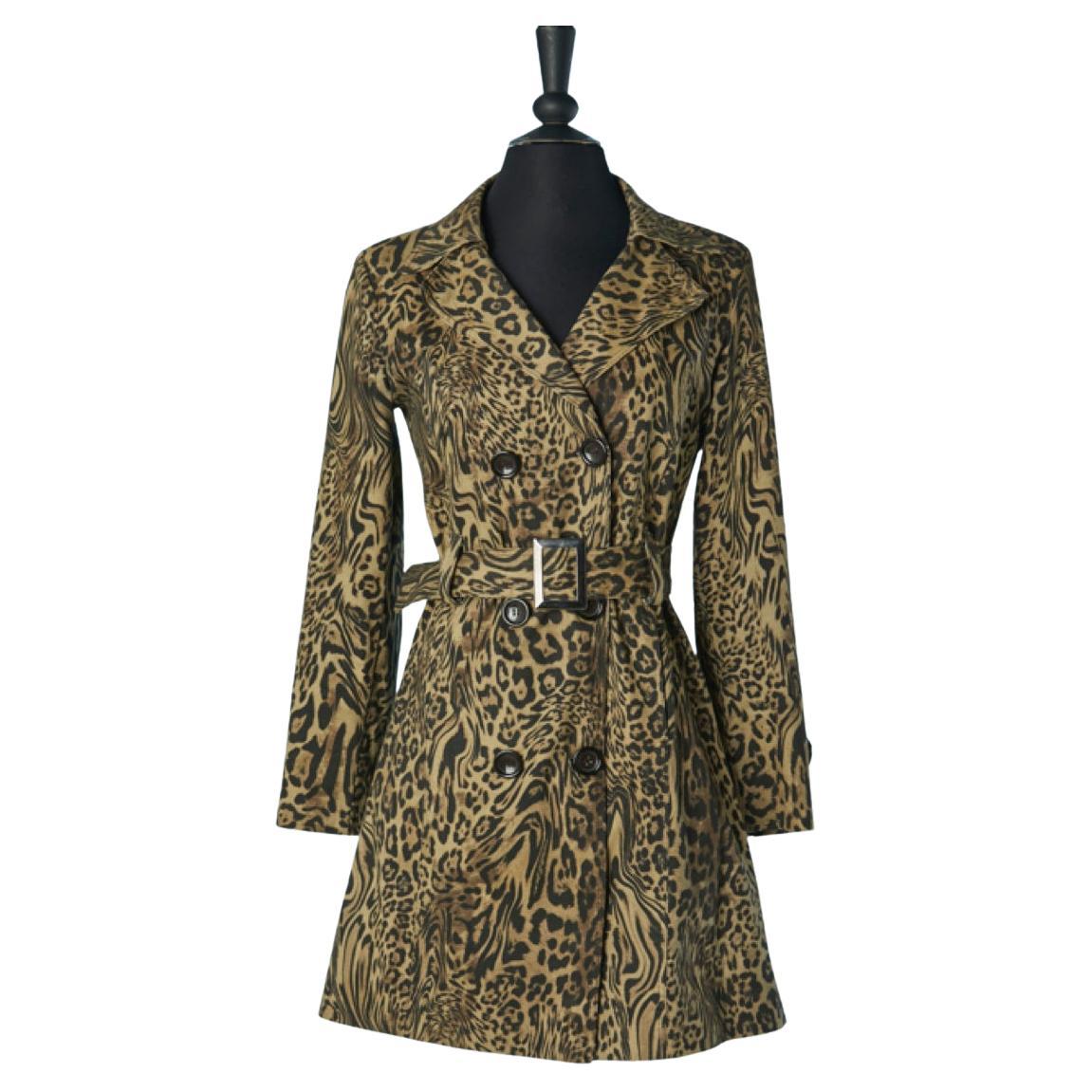 Gabardina de algodón con estampado animal Circa 1960's