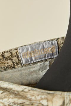 Cotton trouser with feather print ROBERTO CAVALLI