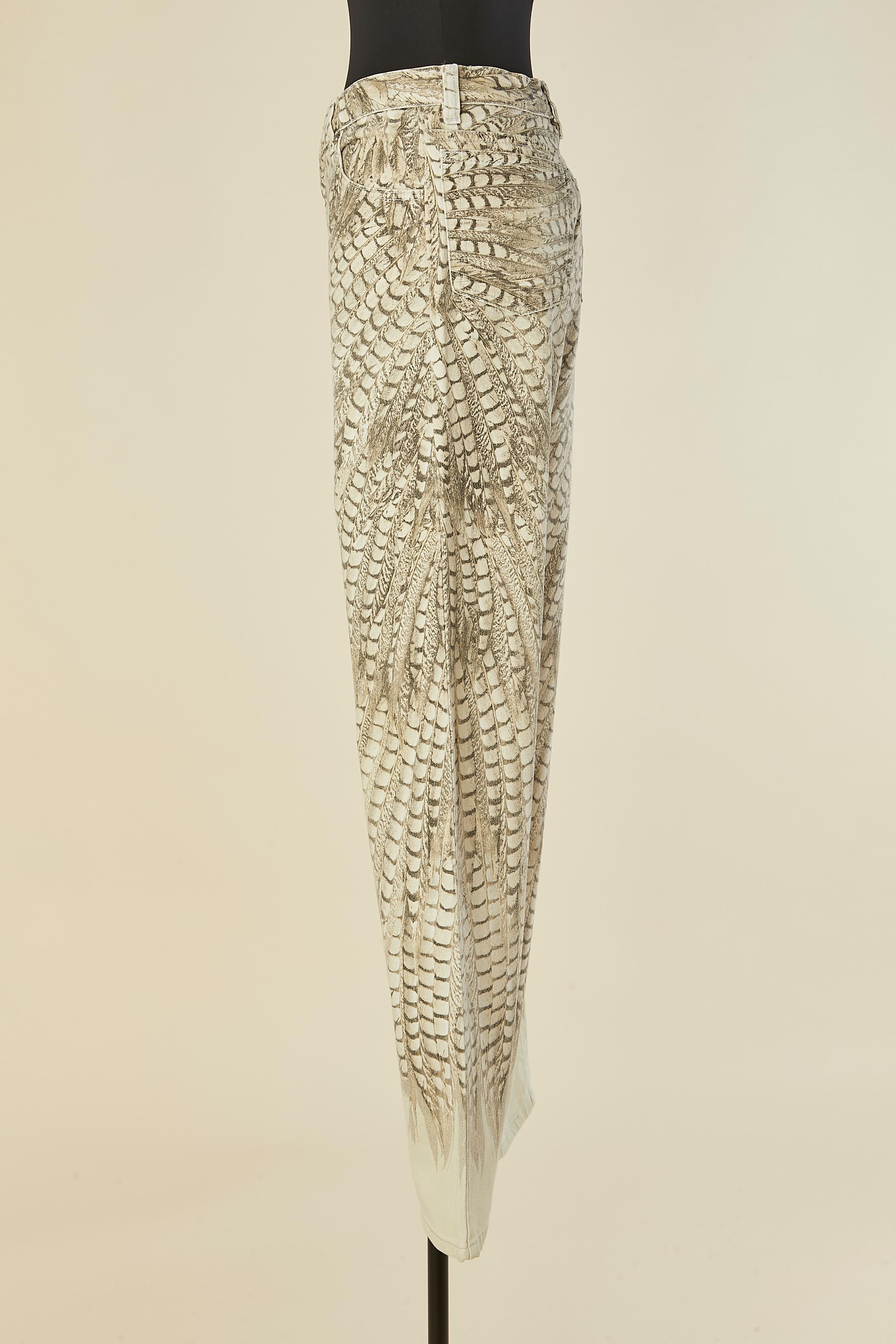 da uomo o donna Pantaloni in cotone con stampa di piume ROBERTO CAVALLI in vendita