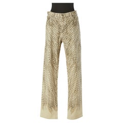 Pantaloni in cotone con stampa di piume ROBERTO CAVALLI