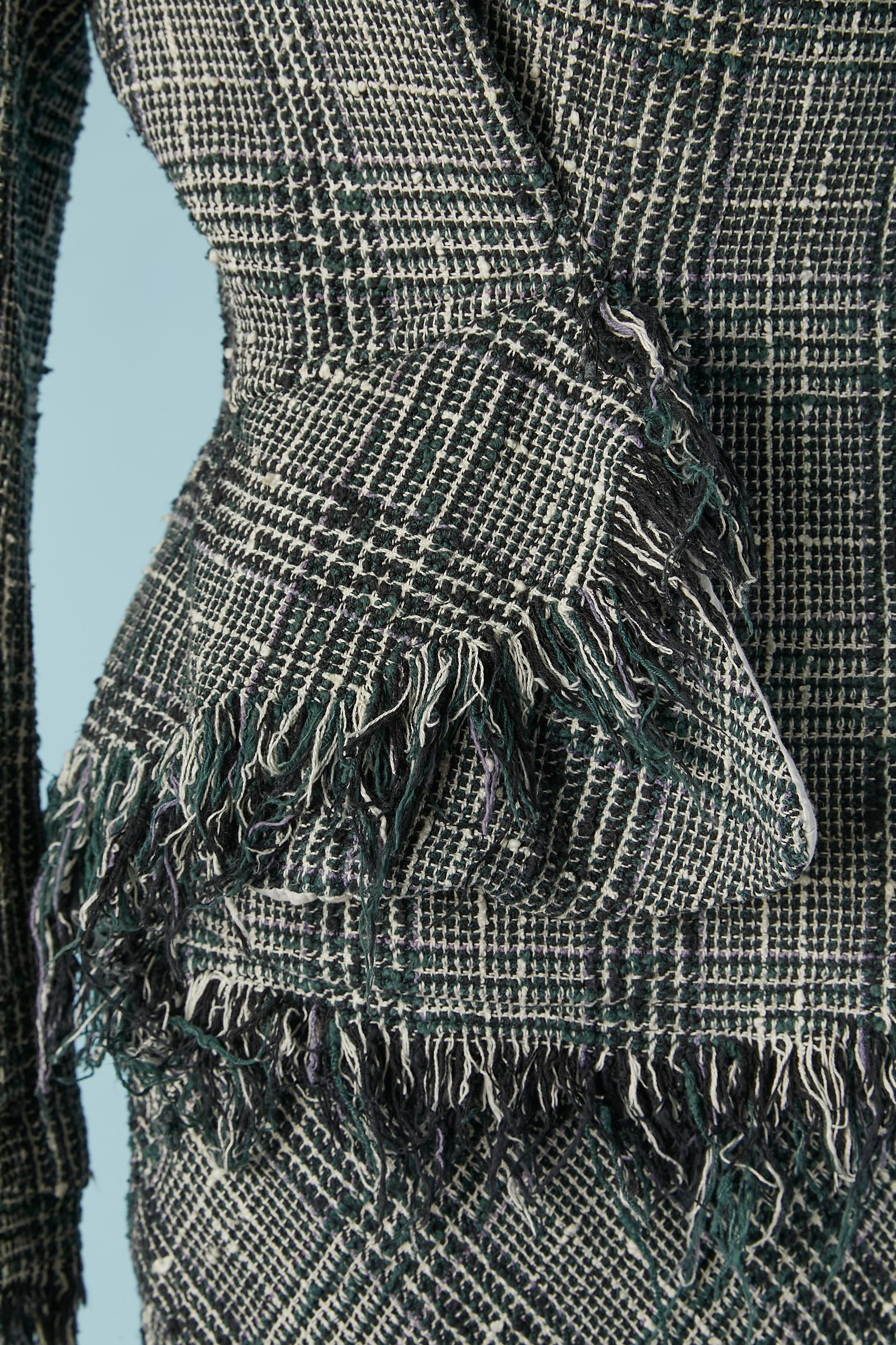 Cotton tweed skirt suit with fringes edges Vivian Westwood Gold Label In Excellent Condition In Saint-Ouen-Sur-Seine, FR