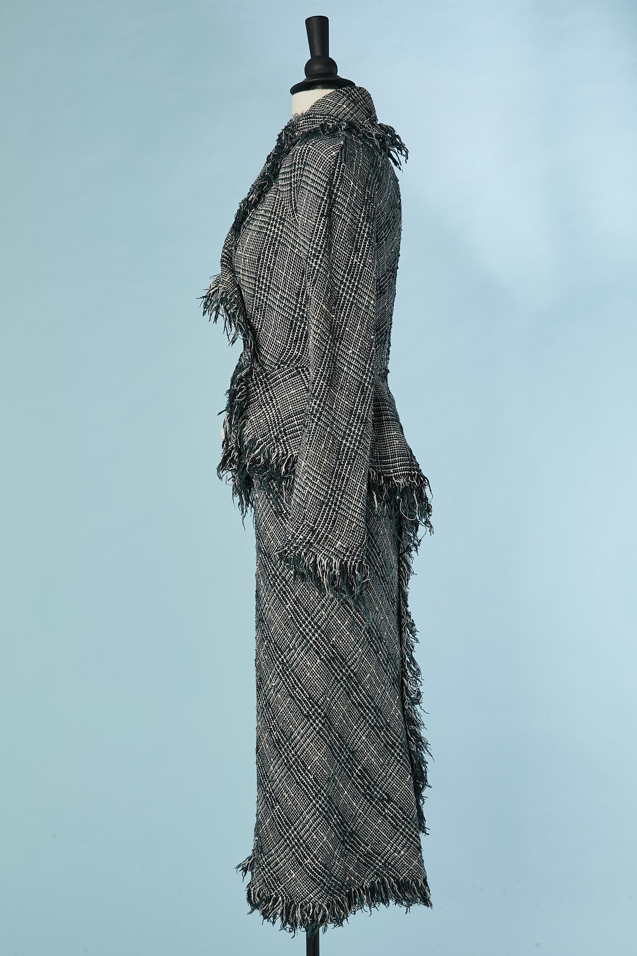 Cotton tweed skirt suit with fringes edges Vivian Westwood Gold Label  For Sale 1