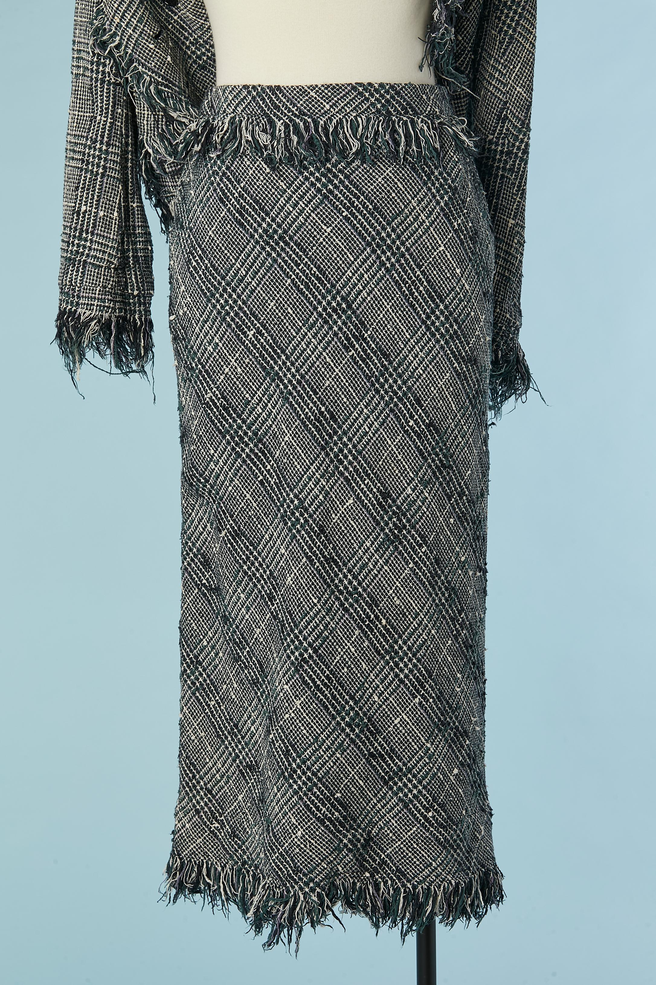 Cotton tweed skirt suit with fringes edges Vivian Westwood Gold Label  For Sale 3
