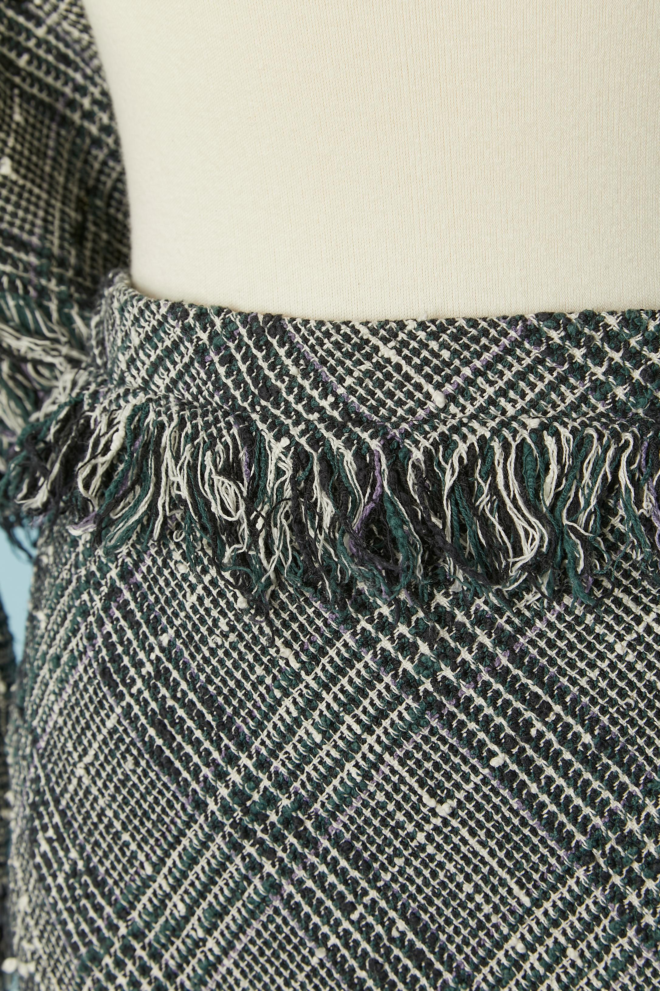Cotton tweed skirt suit with fringes edges Vivian Westwood Gold Label  For Sale 4