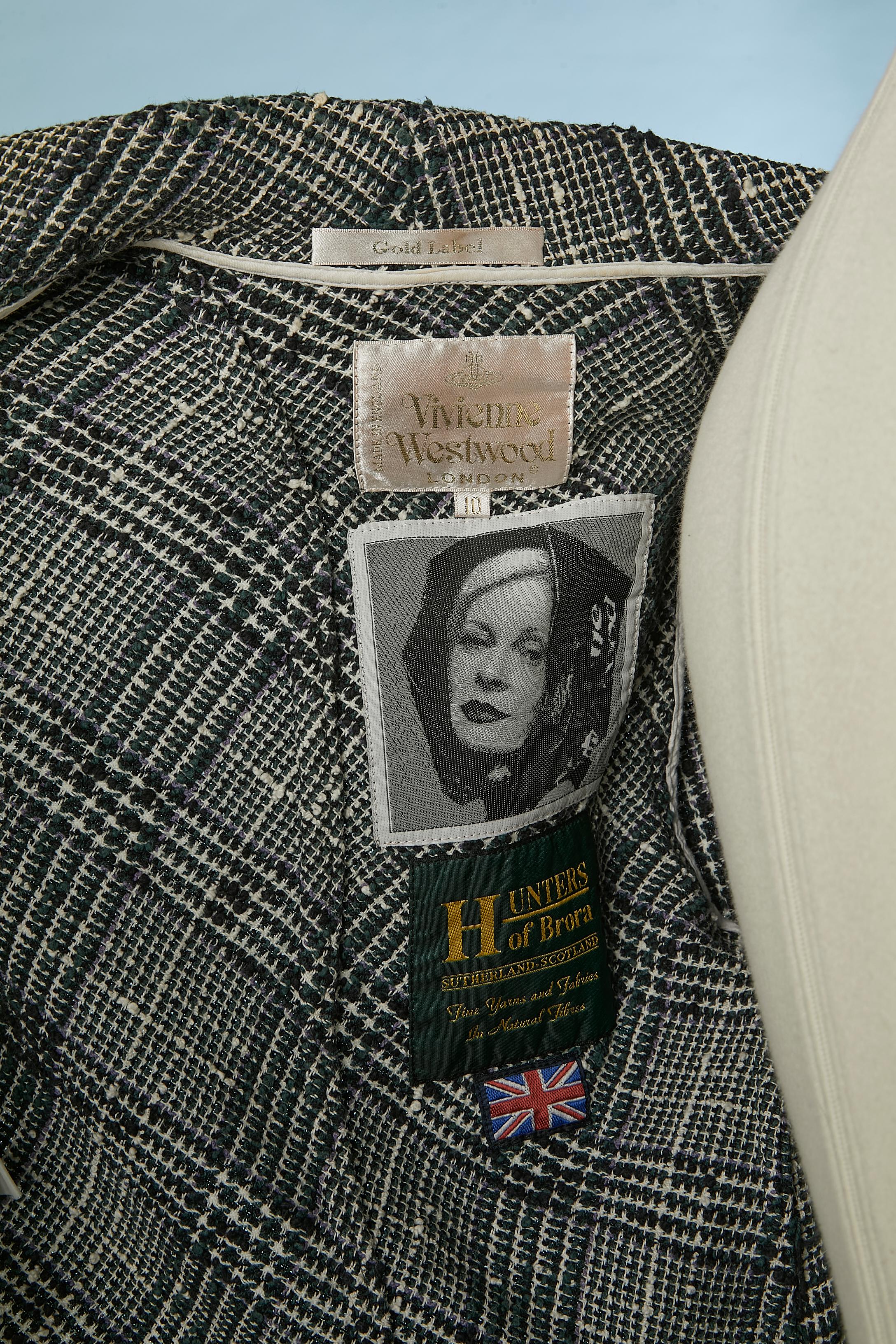 Cotton tweed skirt suit with fringes edges Vivian Westwood Gold Label  For Sale 5