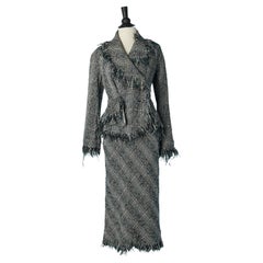 Used Cotton tweed skirt suit with fringes edges Vivian Westwood Gold Label 