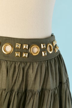 Cotton veil mini ruffle skirt with studs and eyelet ALEXANDRE VAUTHIER COUTURE