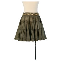 Cotton veil mini ruffle skirt with studs and eyelet ALEXANDRE VAUTHIER COUTURE