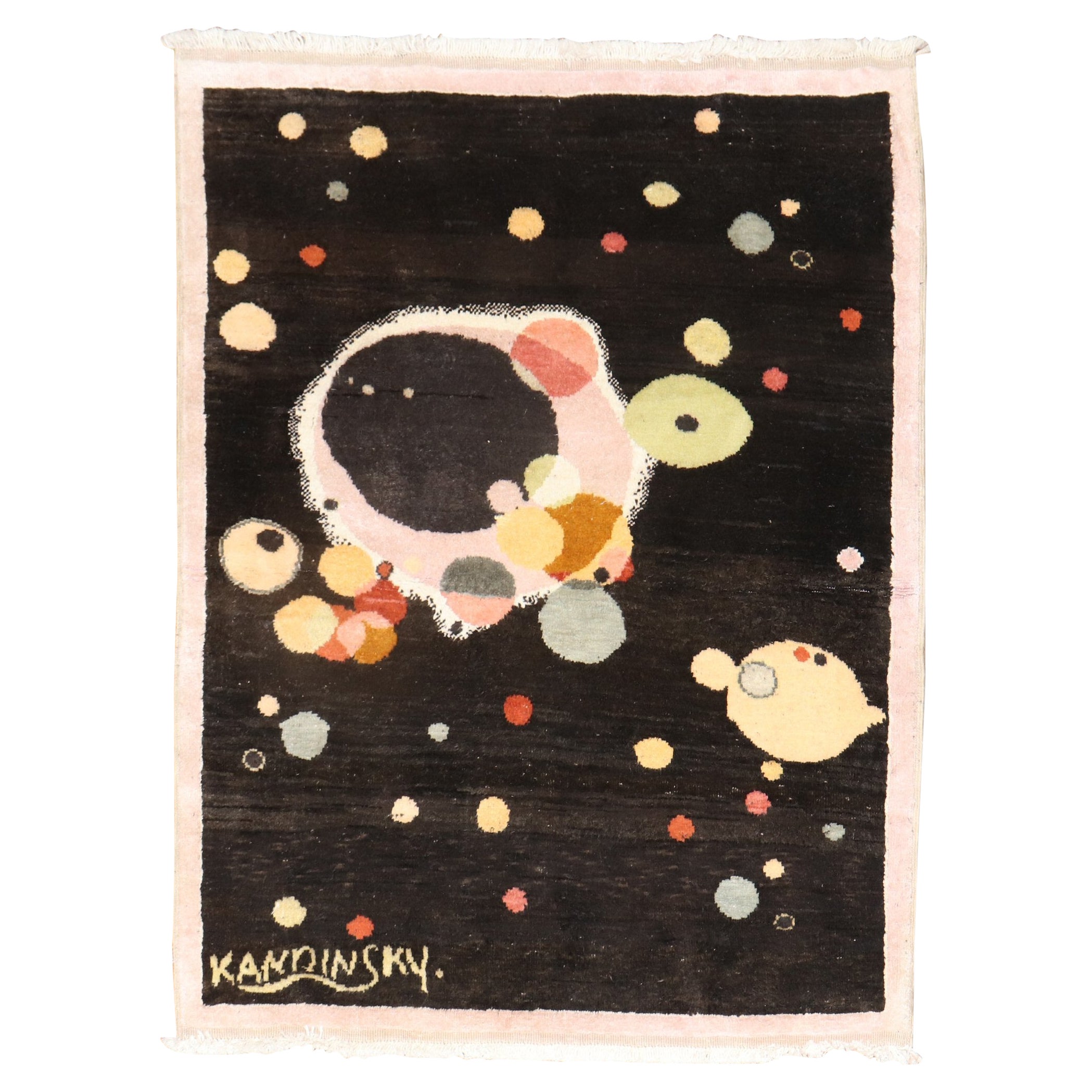 Cotton Vintage Turkish Kandisky Rug For Sale