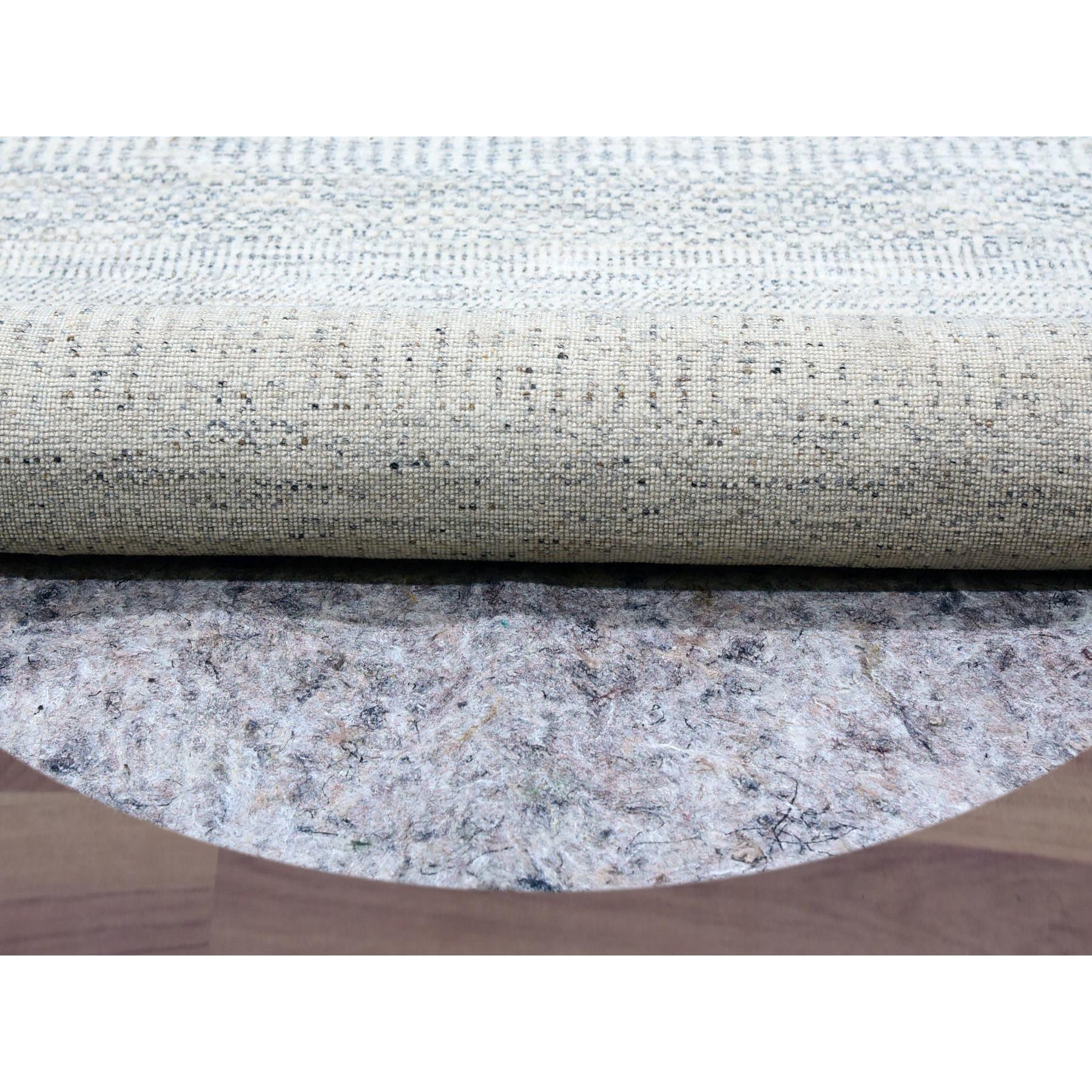 Handgeknüpfter moderner runder Teppich aus Baumwolle und weißer, weicher Wolle in Grasdesign 13'9