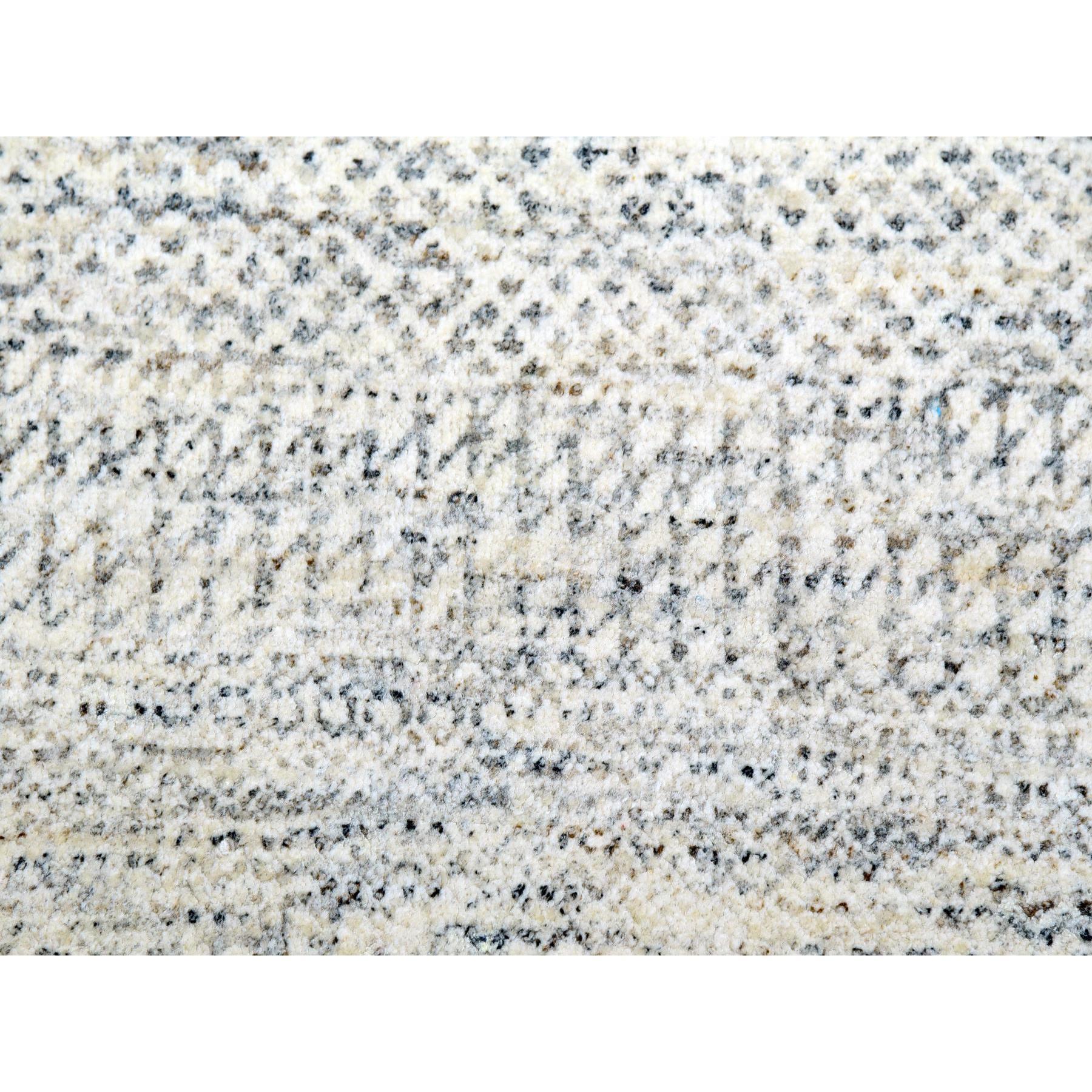 Handgeknüpfter moderner runder Teppich aus Baumwolle und weißer, weicher Wolle in Grasdesign 13'9