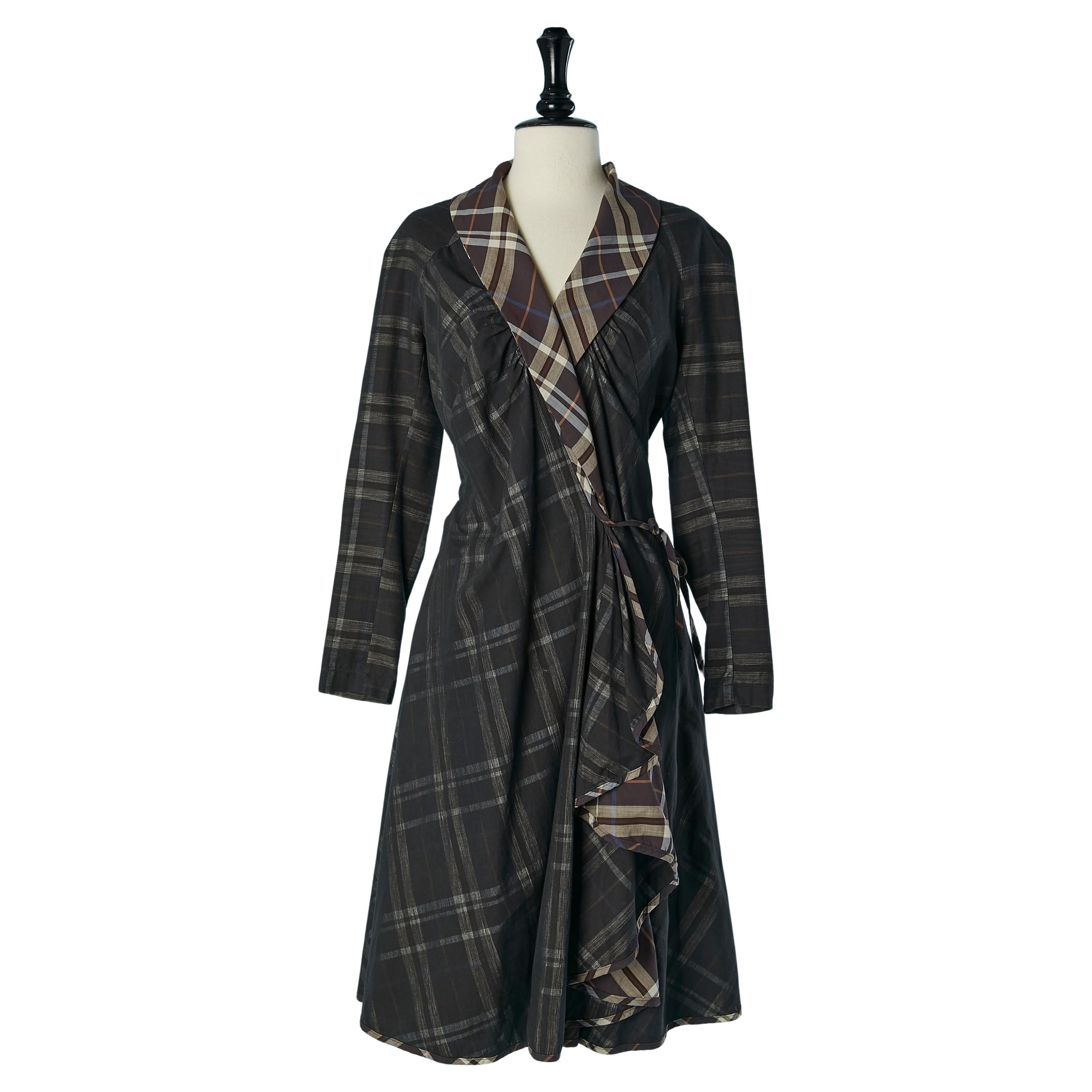 Cotton wrapped dress with inside check pattern Vivienne WESTWOOD Anglomania