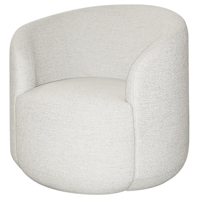 Curved Armchair 'Cottonflower' in White Fabric For Sale
