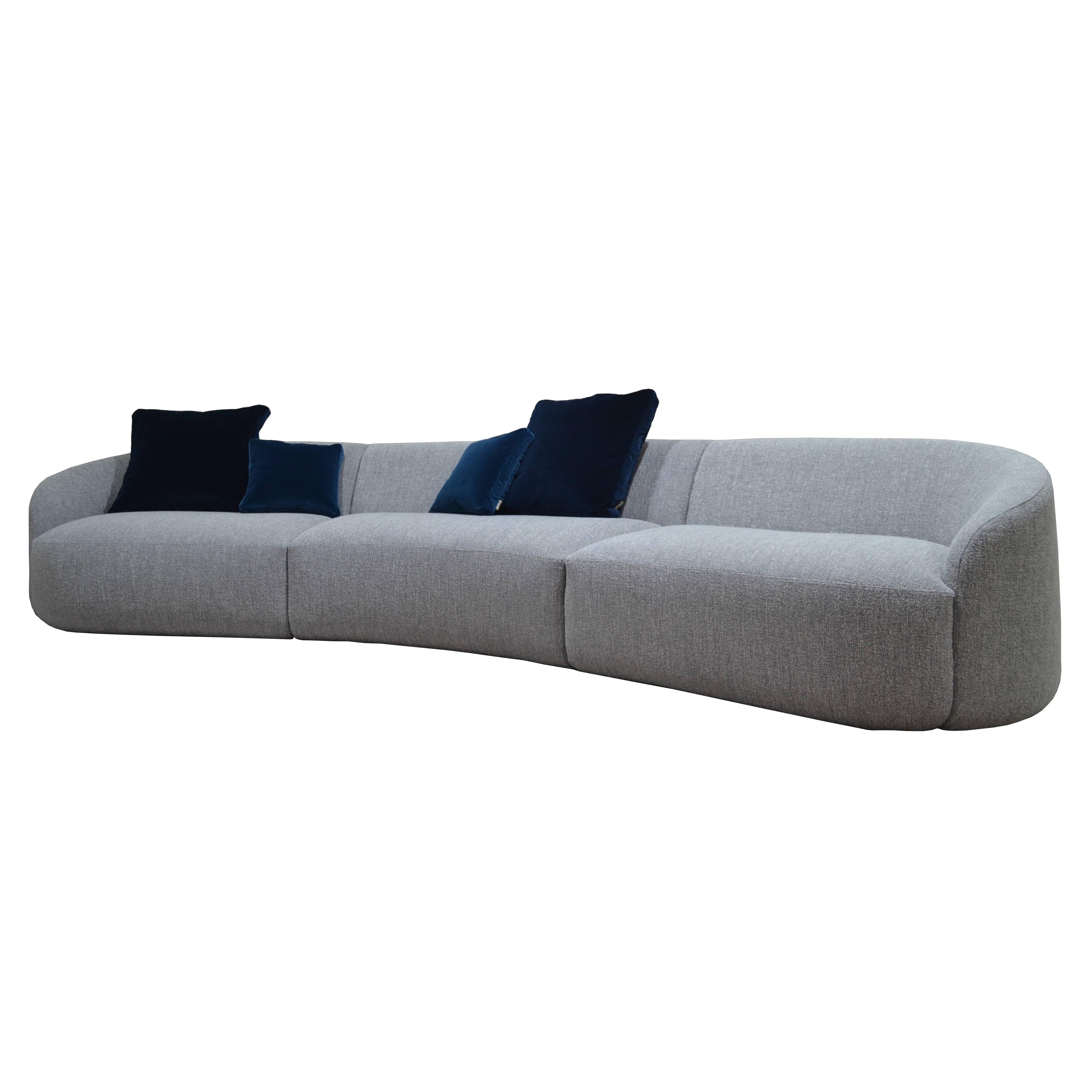 Modern 'Cottonflower' Modular Sofa in Torri Lana Grey Boucle For Sale