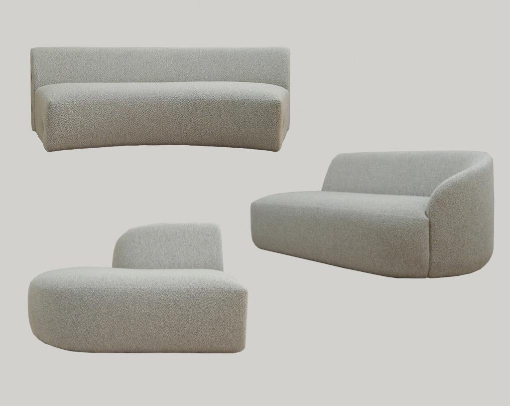 Machine-Made 'Cottonflower' Modular Sofa in Torri Lana Quinoa Boucle Fabric For Sale