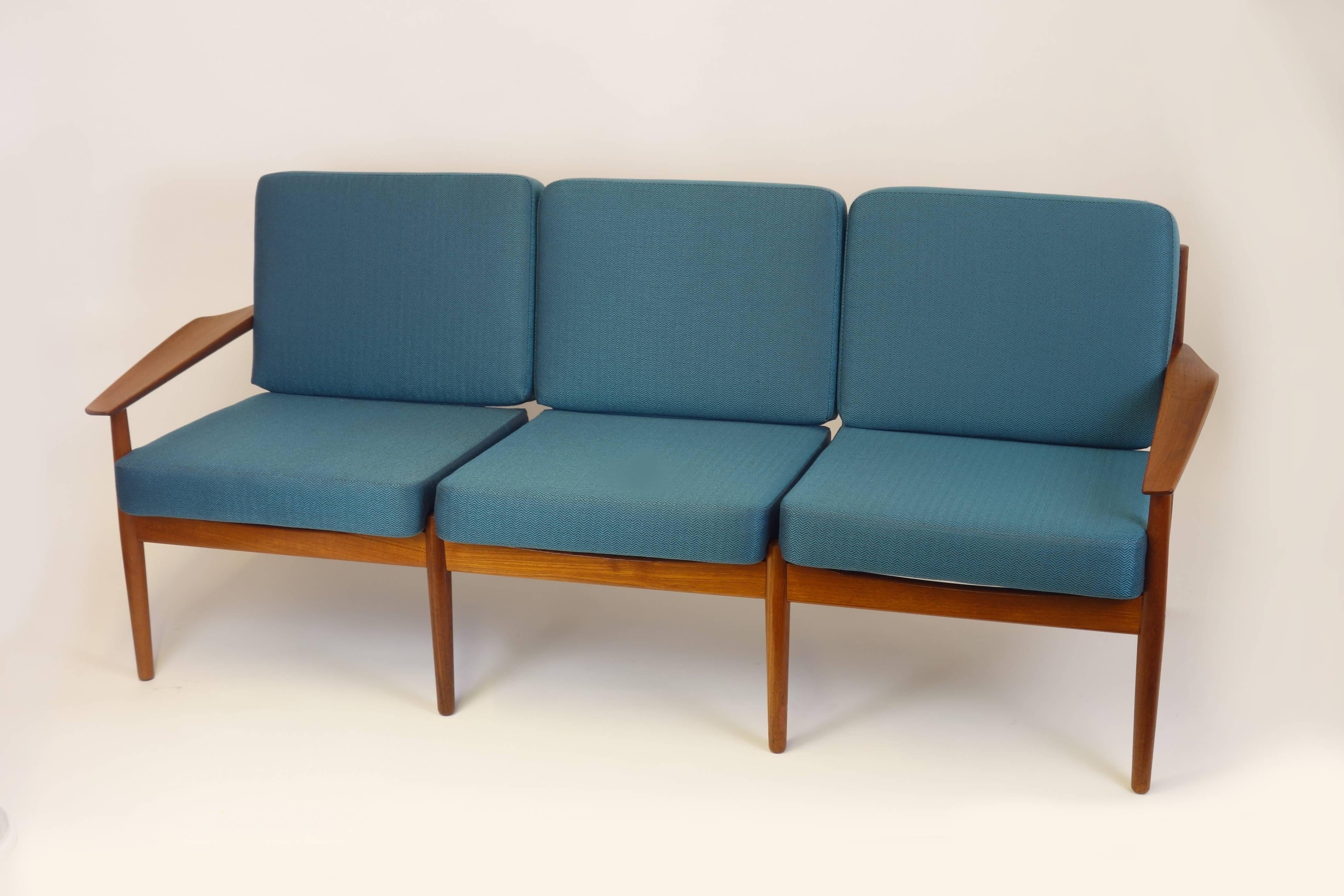 Danish Couch 3-Seater Original Sofa by Grete Jalk Dansk Mobler Teakwood, Denmark, 1960s For Sale