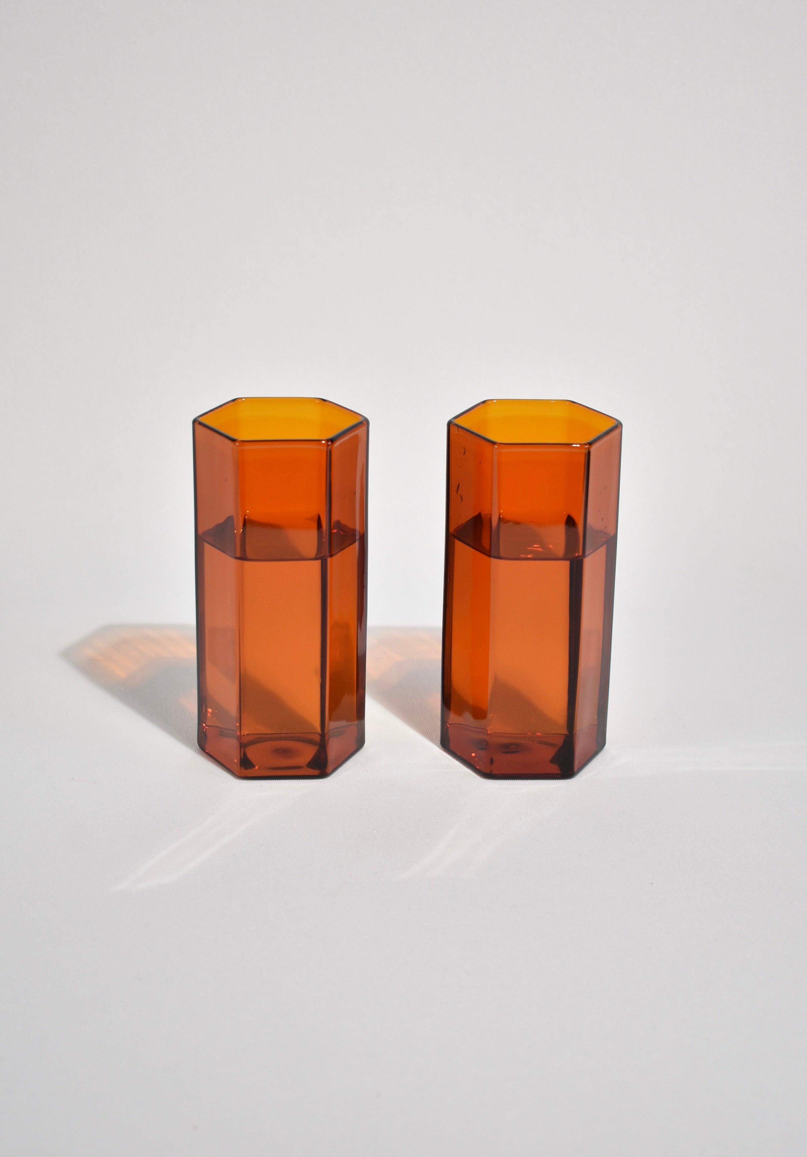 Contemporary Coucou Tall Glass Set in Amber
