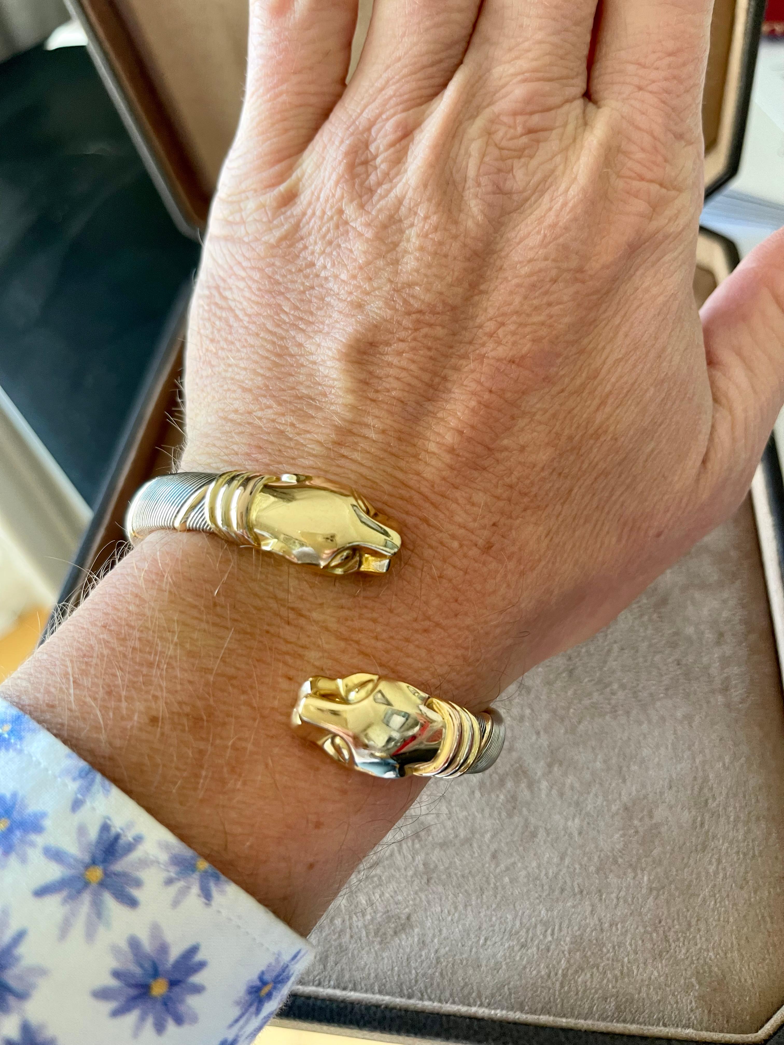 Cougar Cartier Armreif Armband Panther Edelstahl gelb weiß rose Gold im Angebot 4