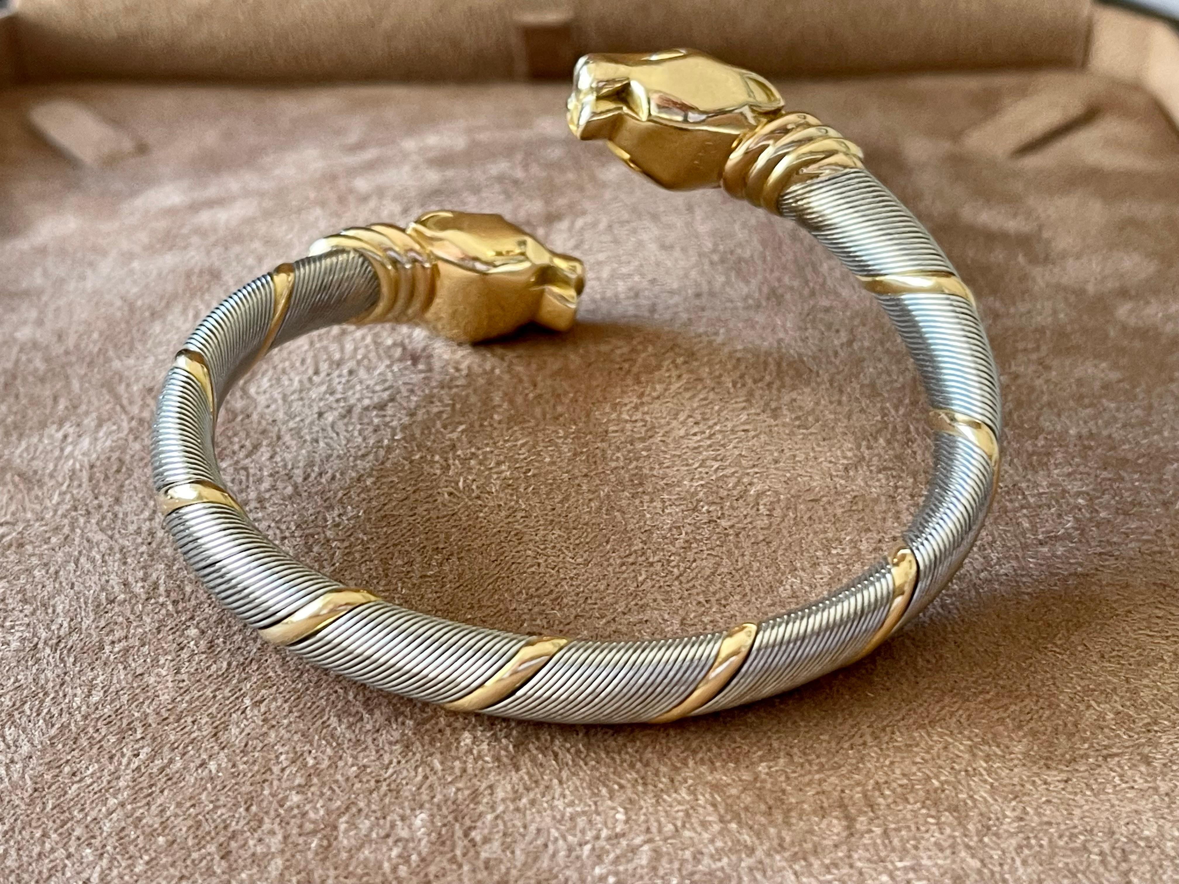 Cougar Cartier Armreif Armband Panther Edelstahl gelb weiß rose Gold (Zeitgenössisch) im Angebot