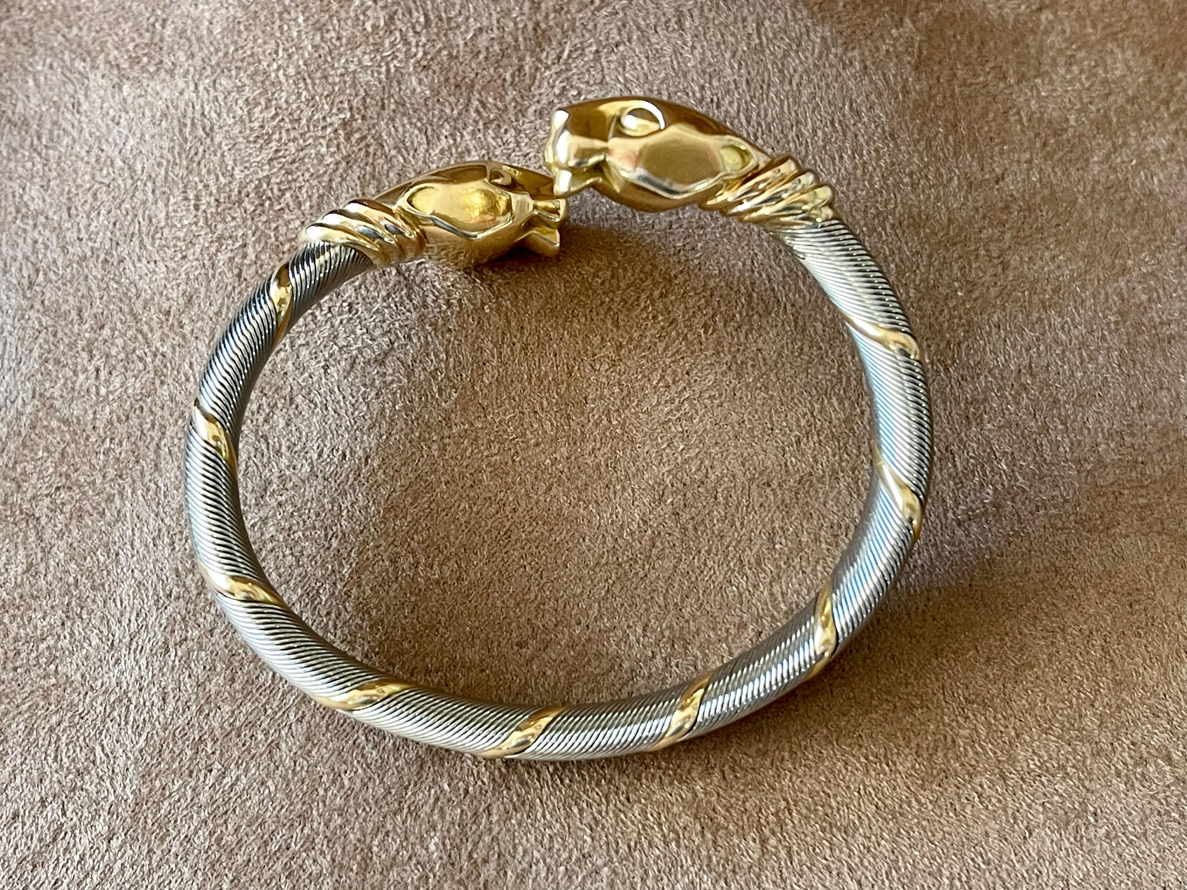 Cougar Cartier Bangle Bracelet Panther stainless steel yellow white rose Gold In Good Condition For Sale In Zurich, Zollstrasse