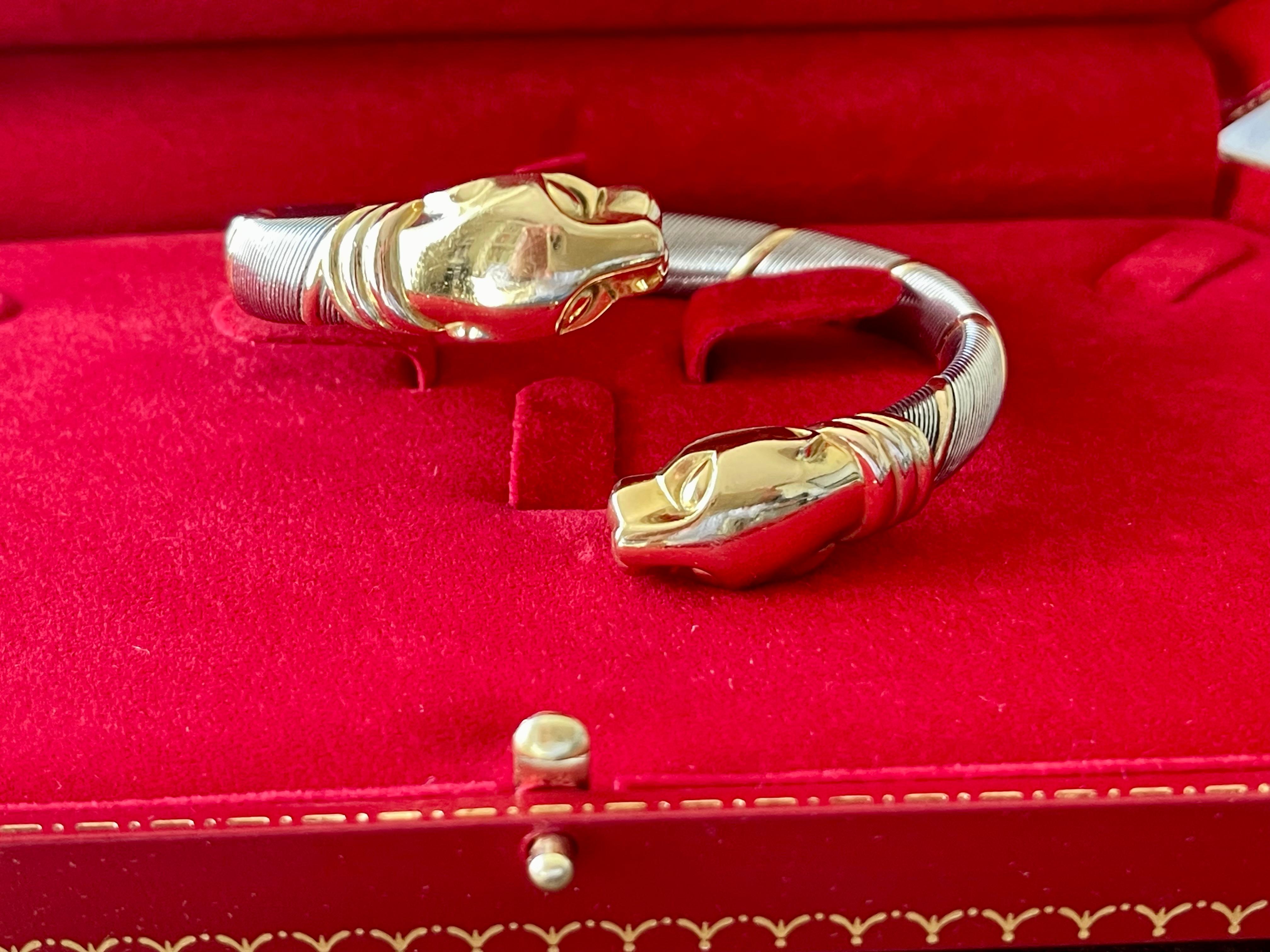 Cougar Cartier Armreif Armband Panther Edelstahl gelb weiß rose Gold im Angebot 1