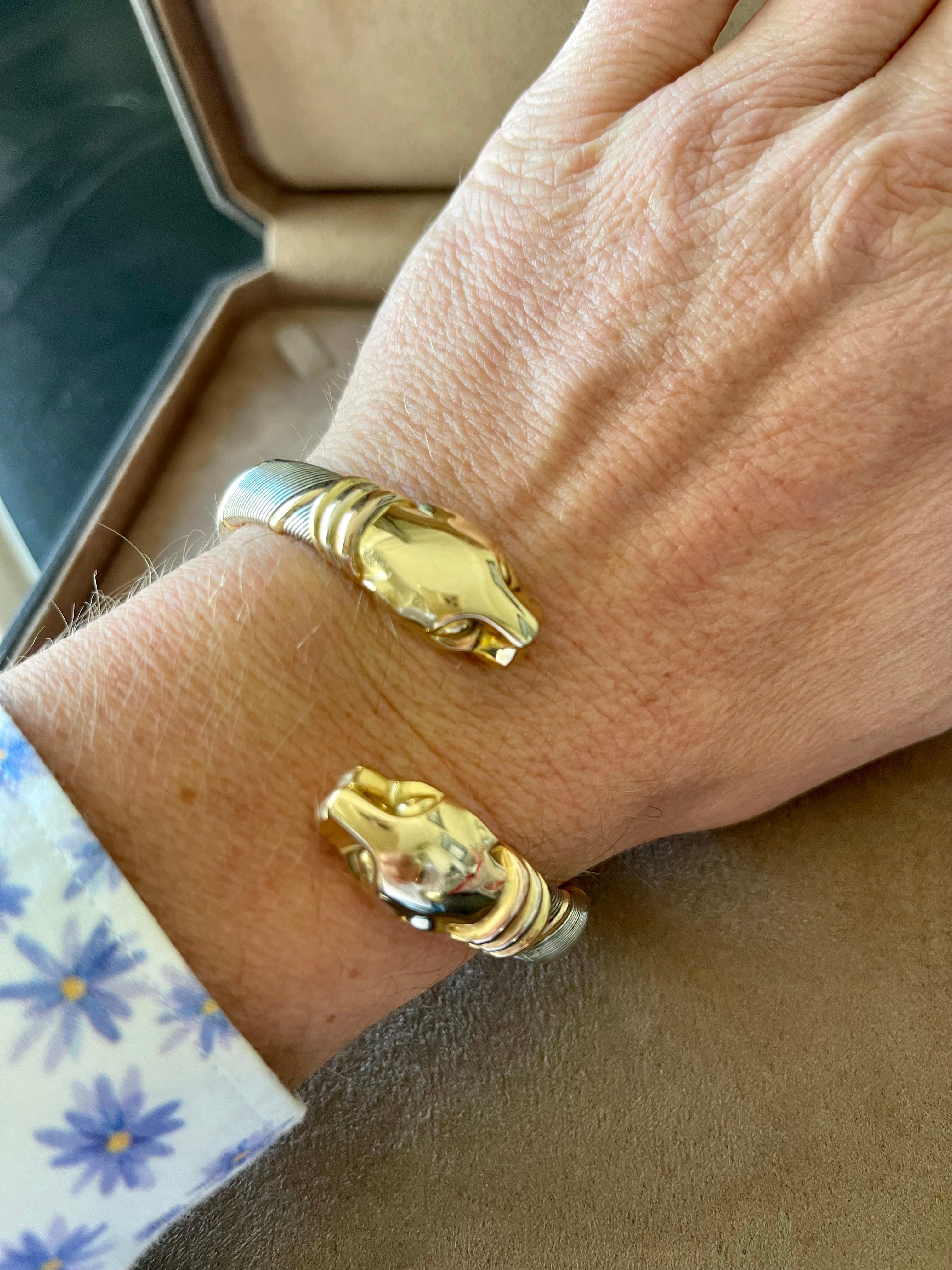 Cougar Cartier Armreif Armband Panther Edelstahl gelb weiß rose Gold im Angebot 3